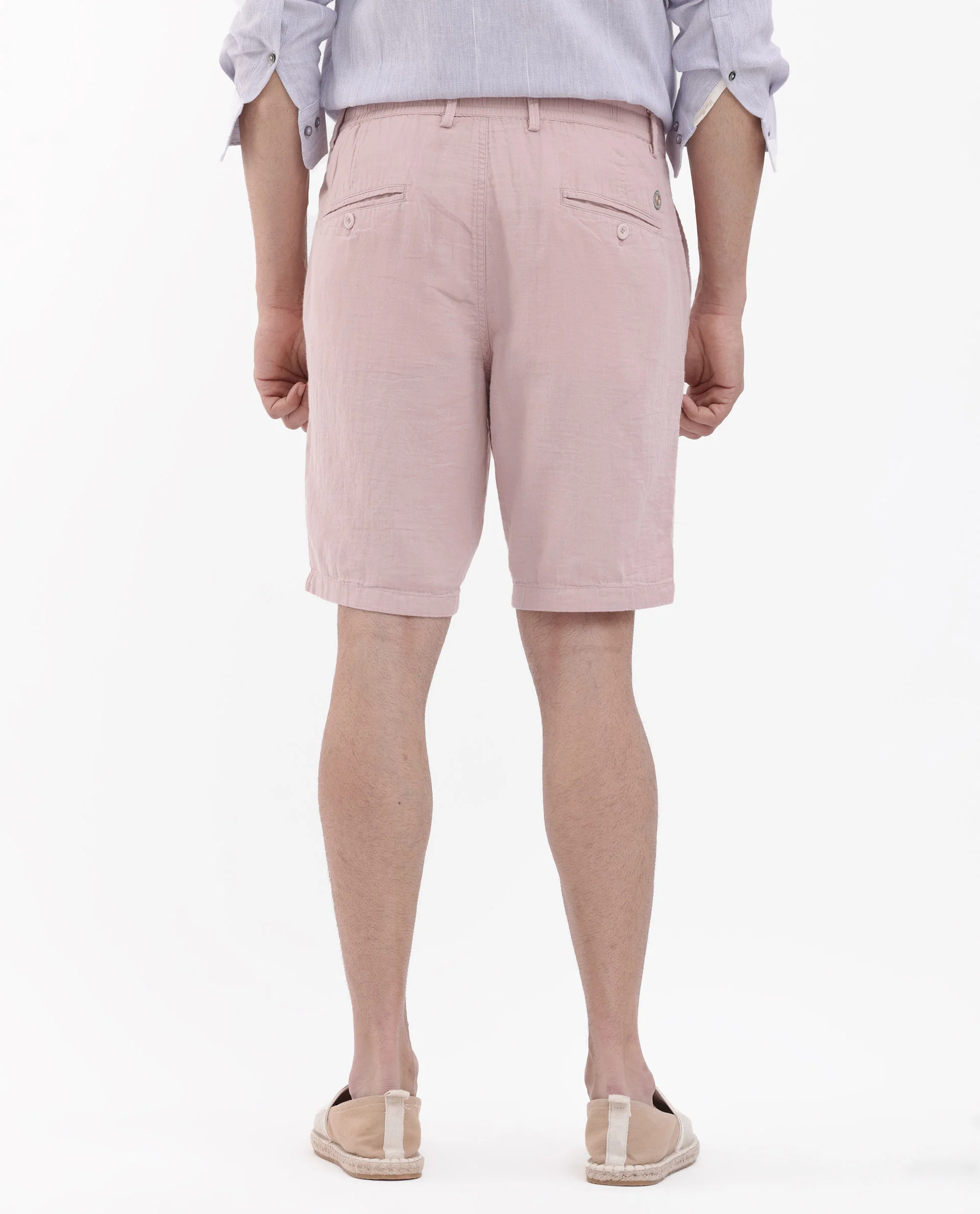 Rare Rabbit Men's Pinto Light Pink Cotton Plain Regular Fit Shorts - Image 8