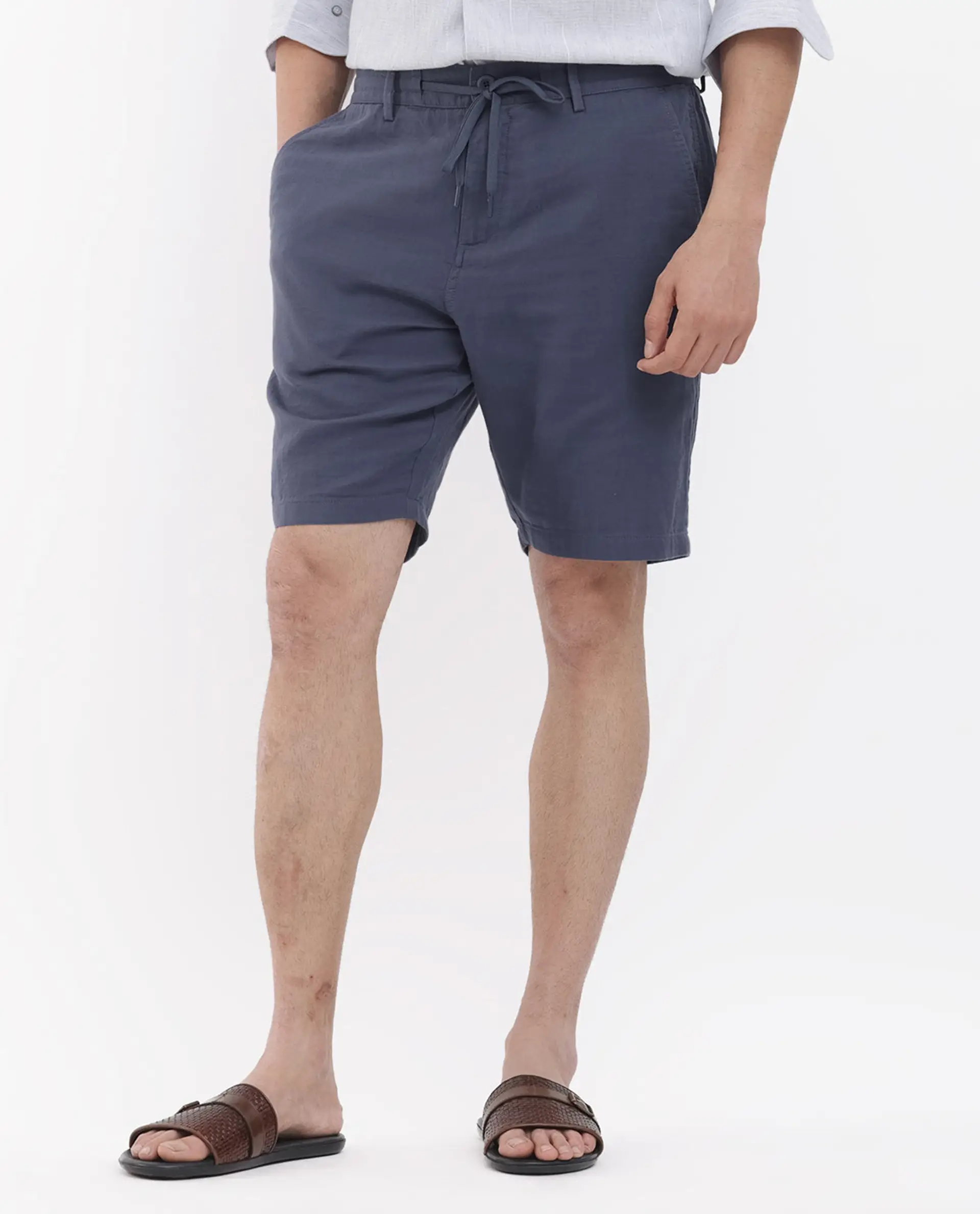 Rare Rabbit Men's Pinto Purple Cotton Plain Relaxed Fit Shorts - Image 10