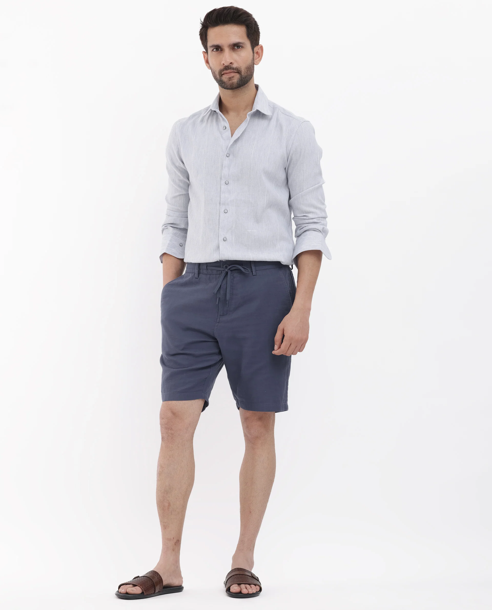 Rare Rabbit Men's Pinto Purple Cotton Plain Relaxed Fit Shorts - Image 2