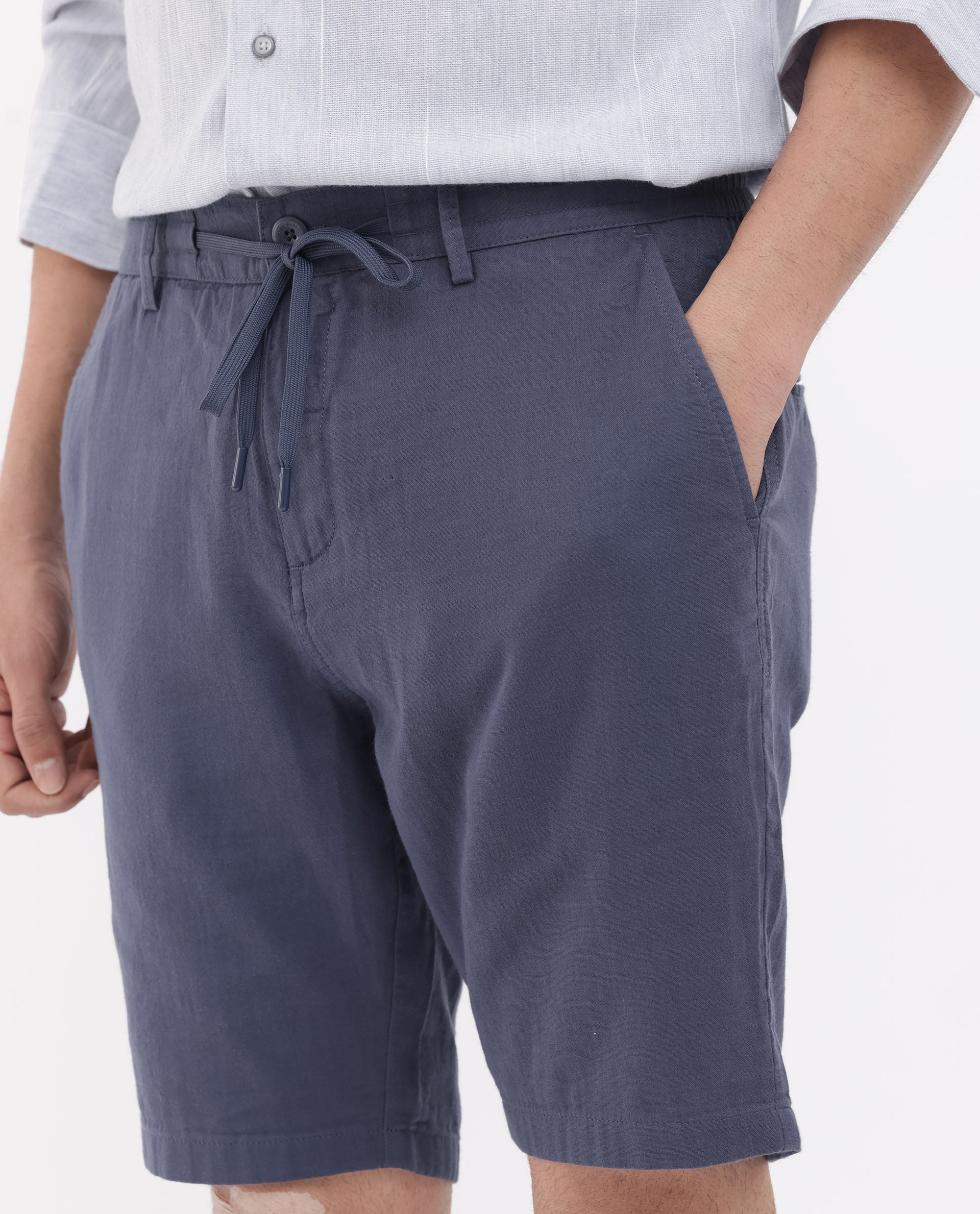 Rare Rabbit Men's Pinto Purple Cotton Plain Relaxed Fit Shorts - Image 3
