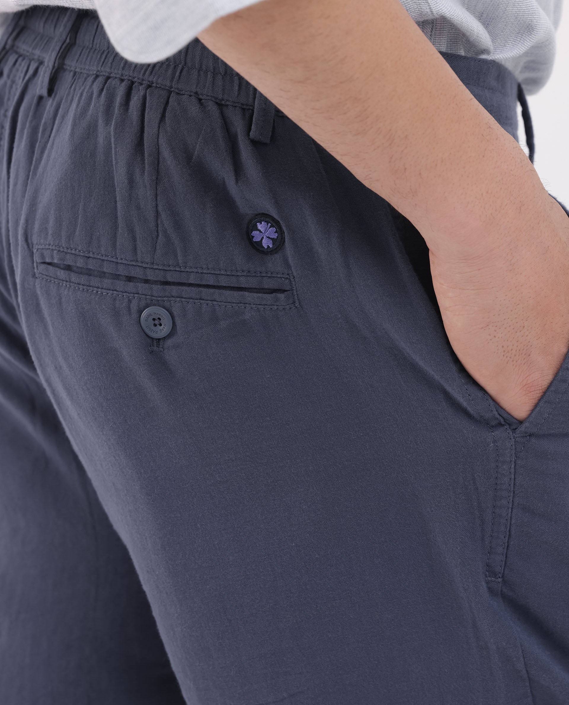 Rare Rabbit Men's Pinto Purple Cotton Plain Relaxed Fit Shorts - Image 4