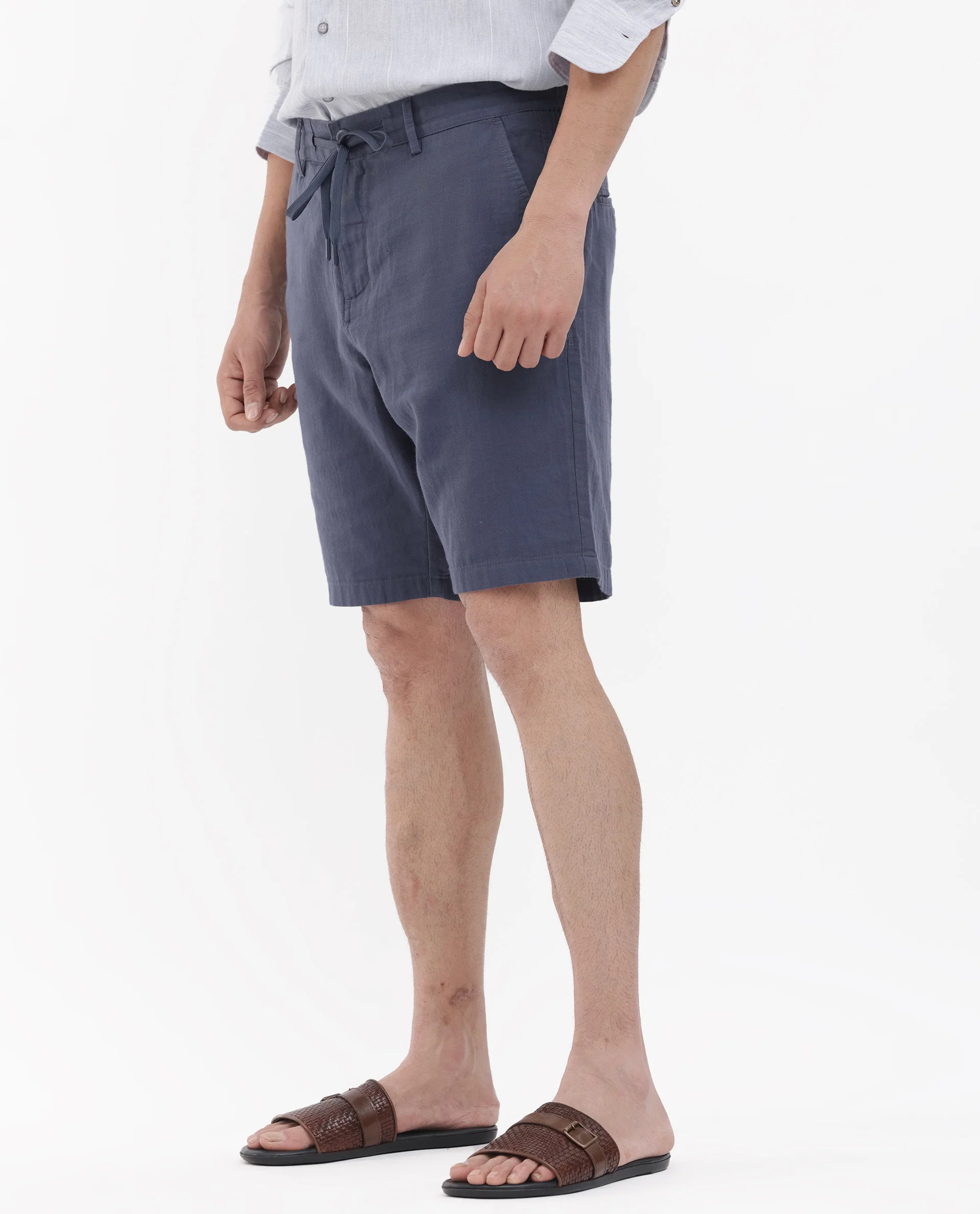 Rare Rabbit Men's Pinto Purple Cotton Plain Relaxed Fit Shorts - Image 7