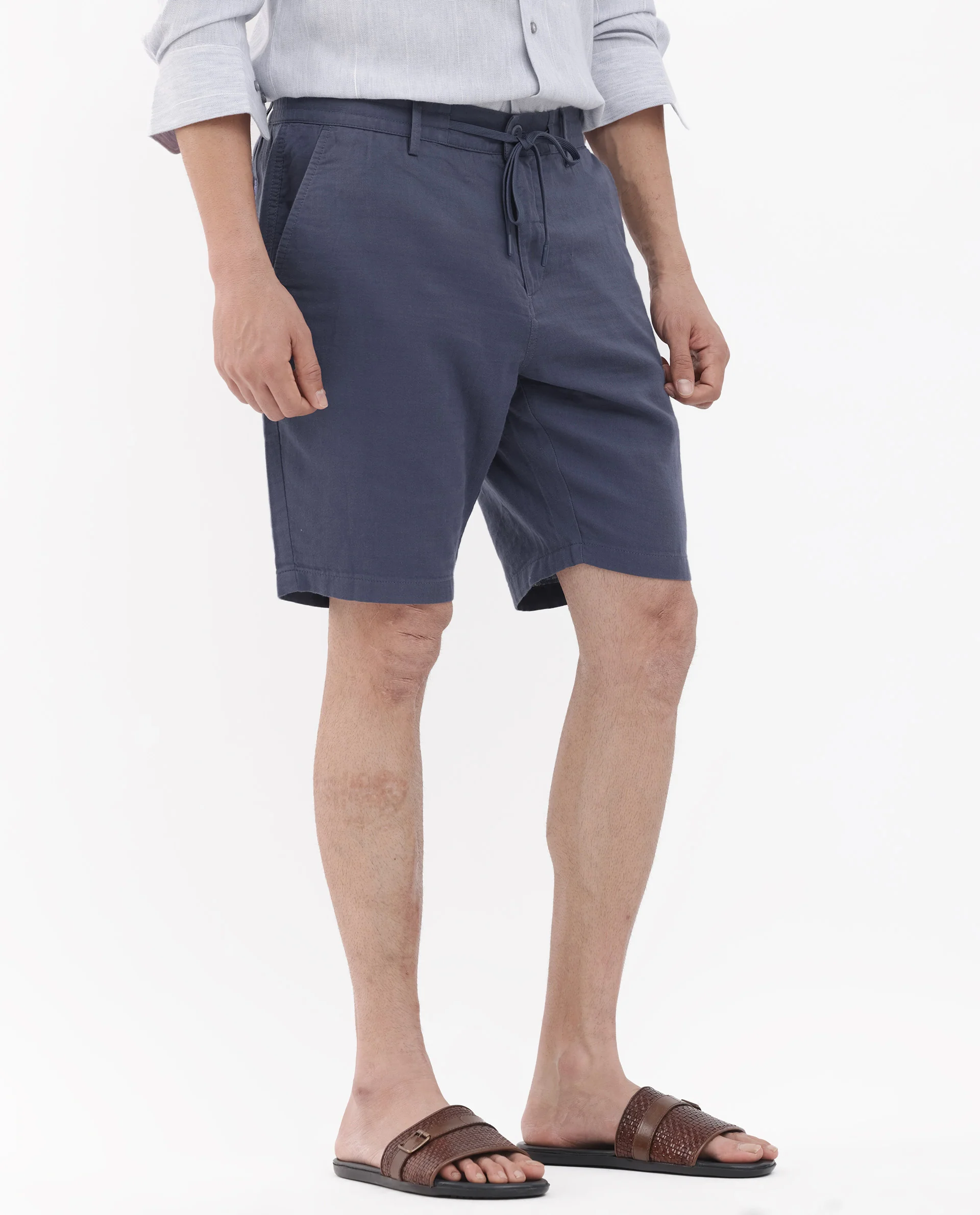 Rare Rabbit Men's Pinto Purple Cotton Plain Relaxed Fit Shorts - Image 8
