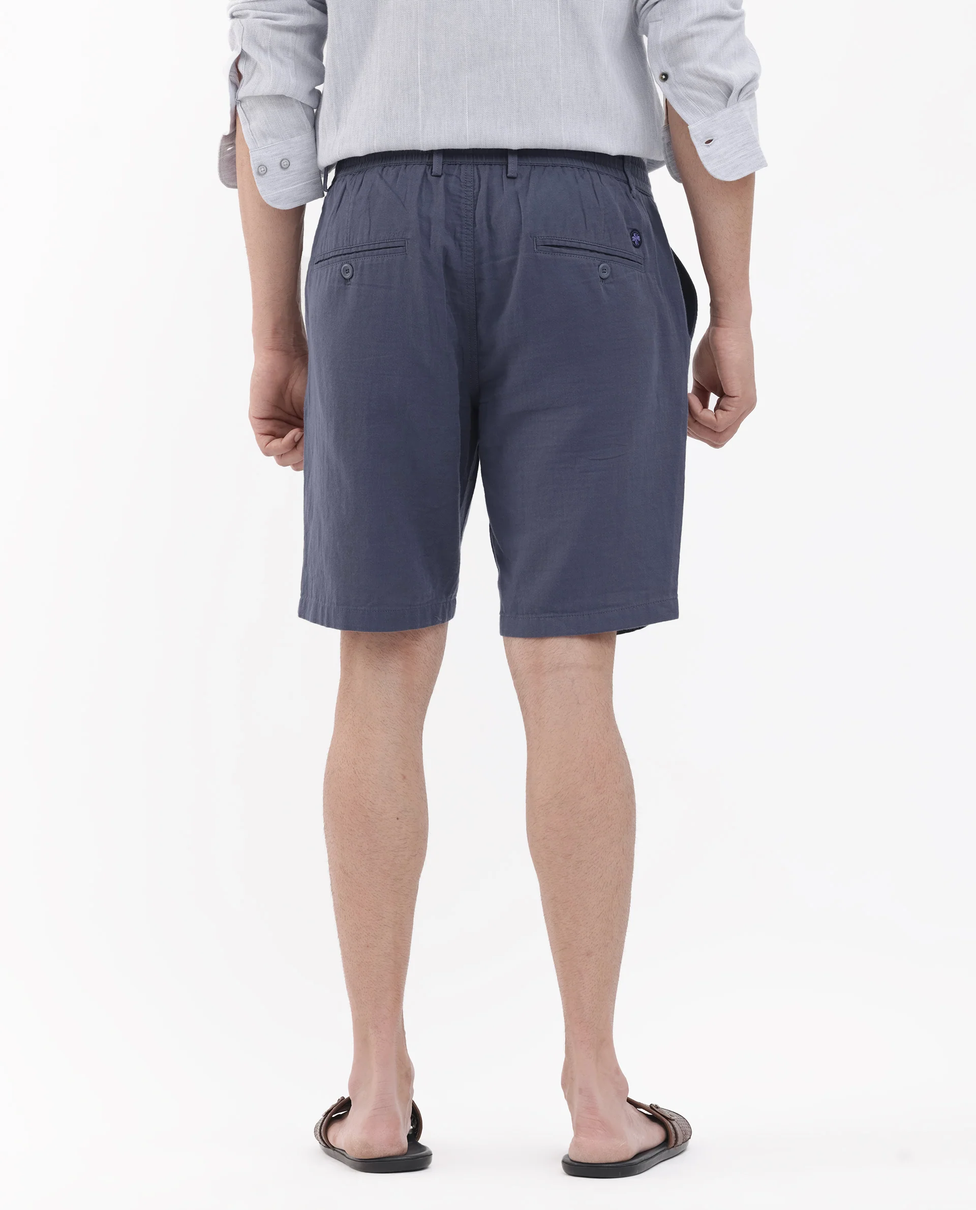 Rare Rabbit Men's Pinto Purple Cotton Plain Relaxed Fit Shorts - Image 9