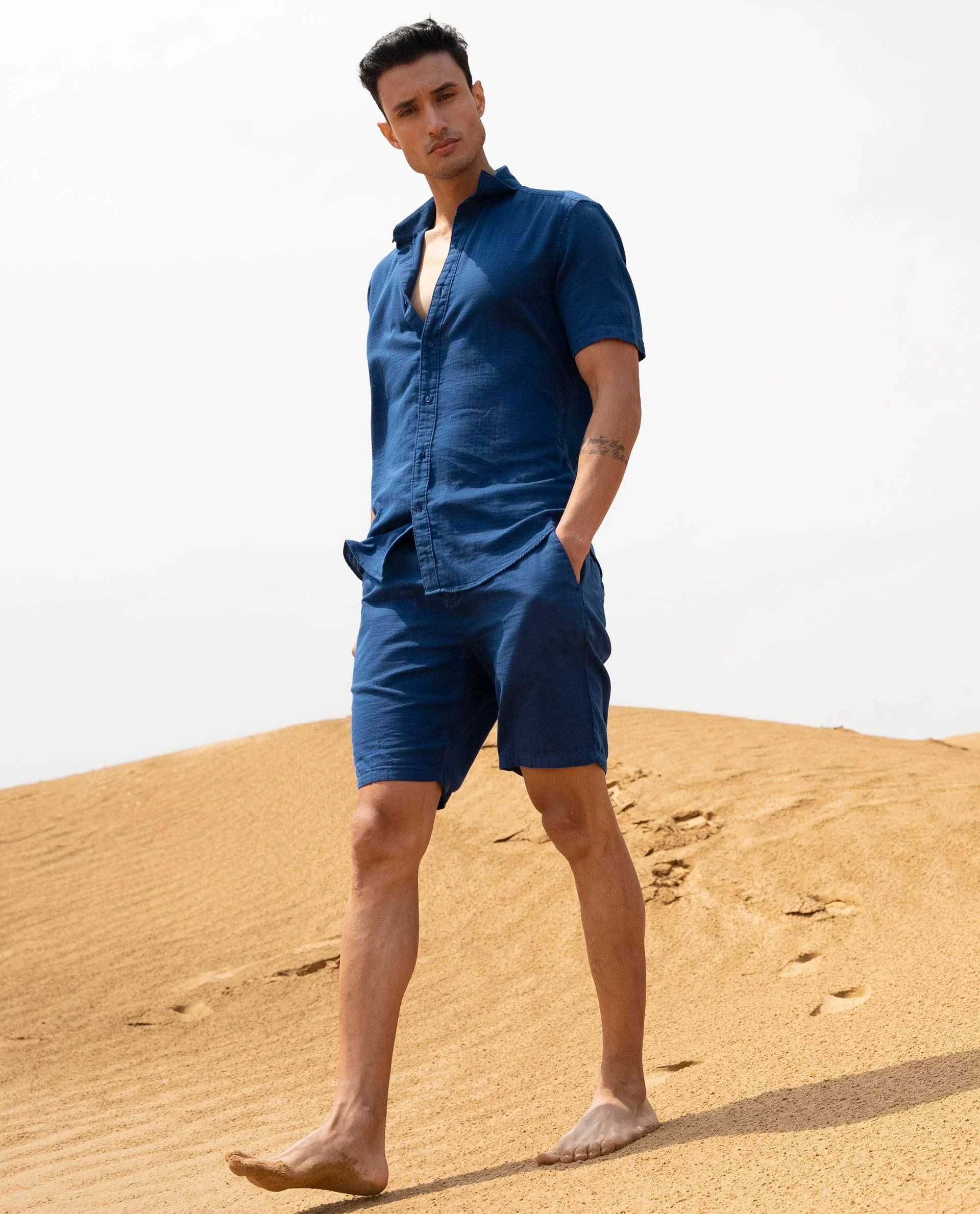 Rare Rabbit Men's Pinto Florecent Blue Regular Fit Shorts - Image 3