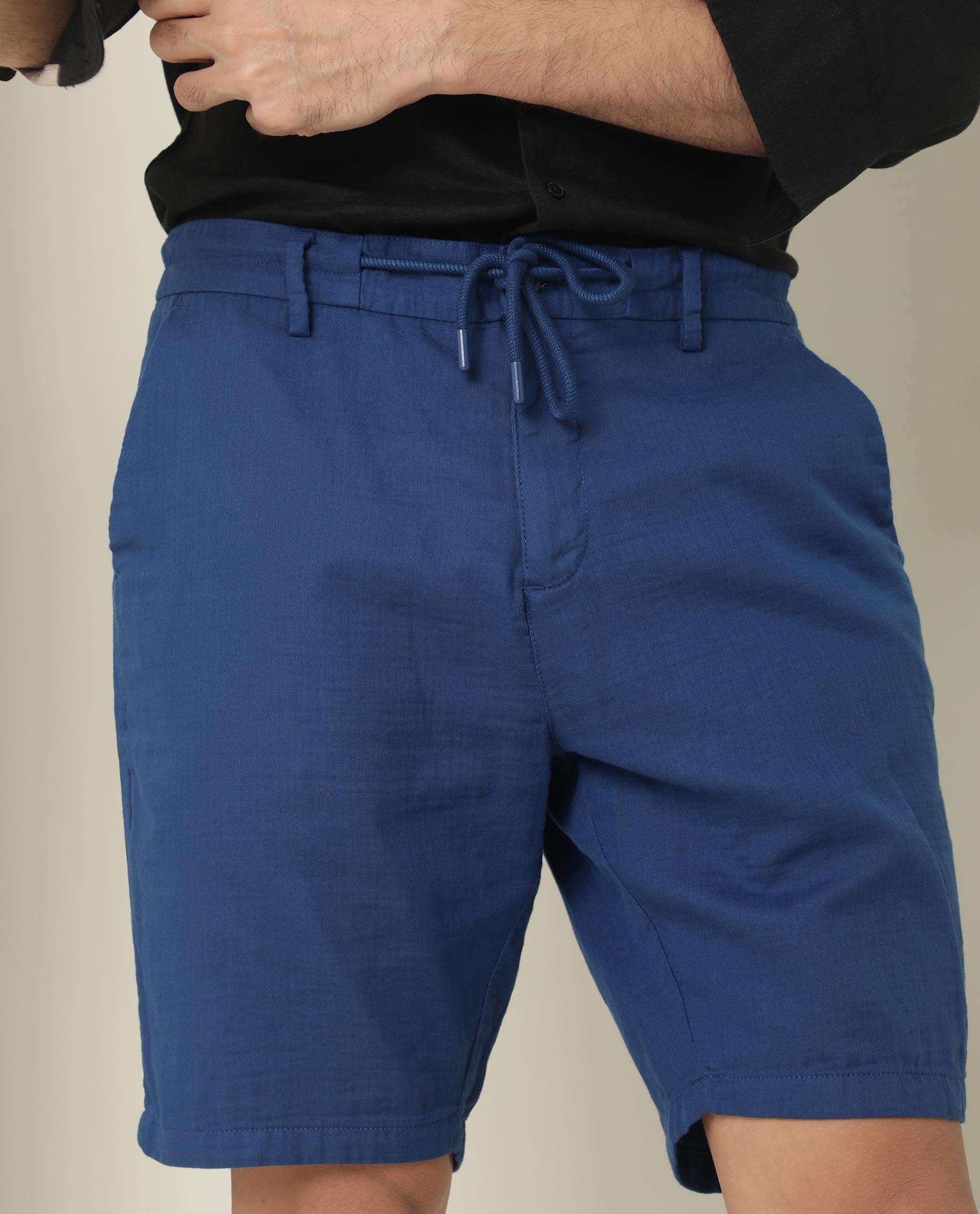Rare Rabbit Men's Pinto Florecent Blue Regular Fit Shorts - Image 5