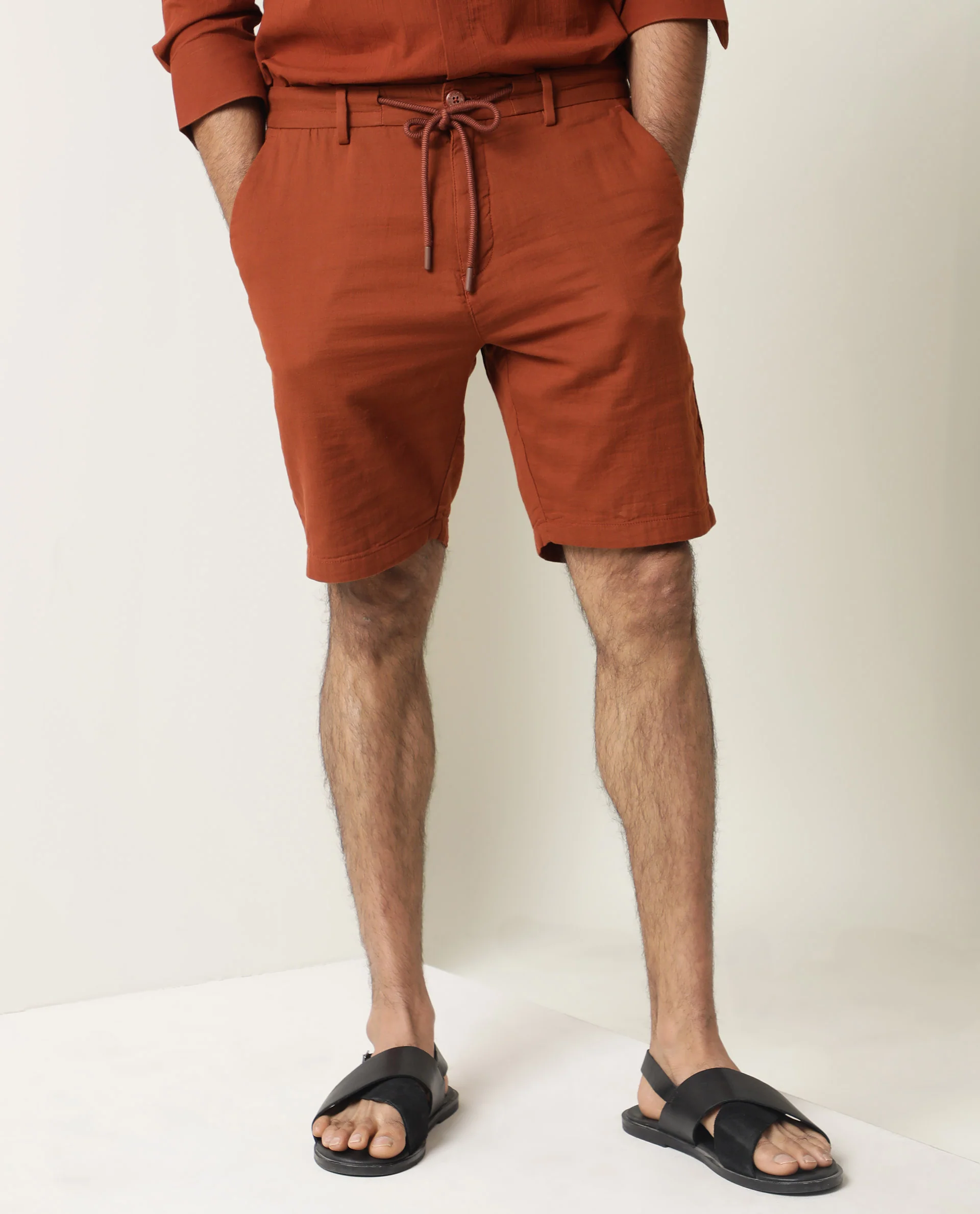 Rare Rabbit Men's Pinto Rust Regular Fit Shorts - Image 2