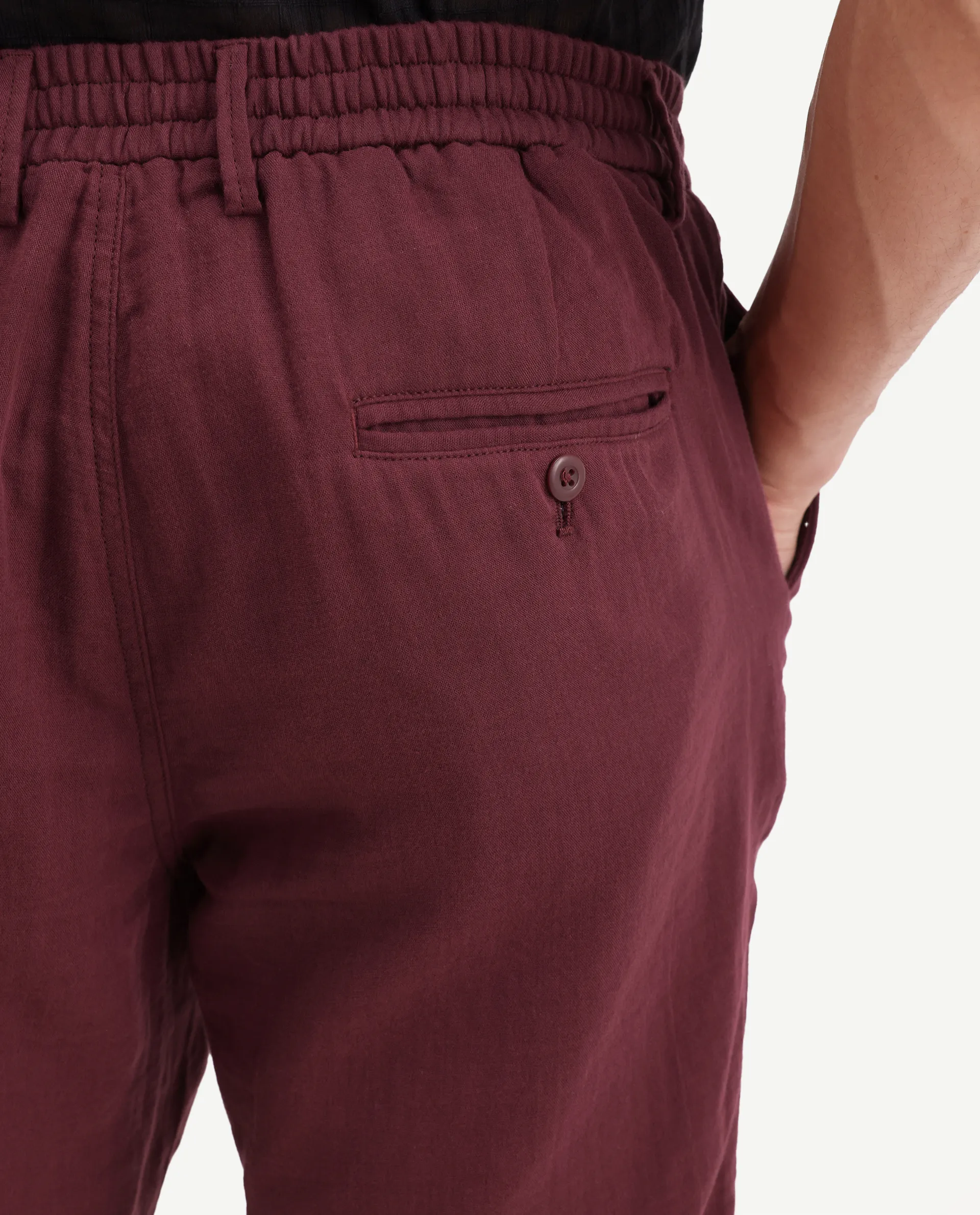 Rare Rabbit Men's Pinto-Ss26 Maroon Cotton Fabric Drawstring Relaxed Fit Plain Shorts - Image 6