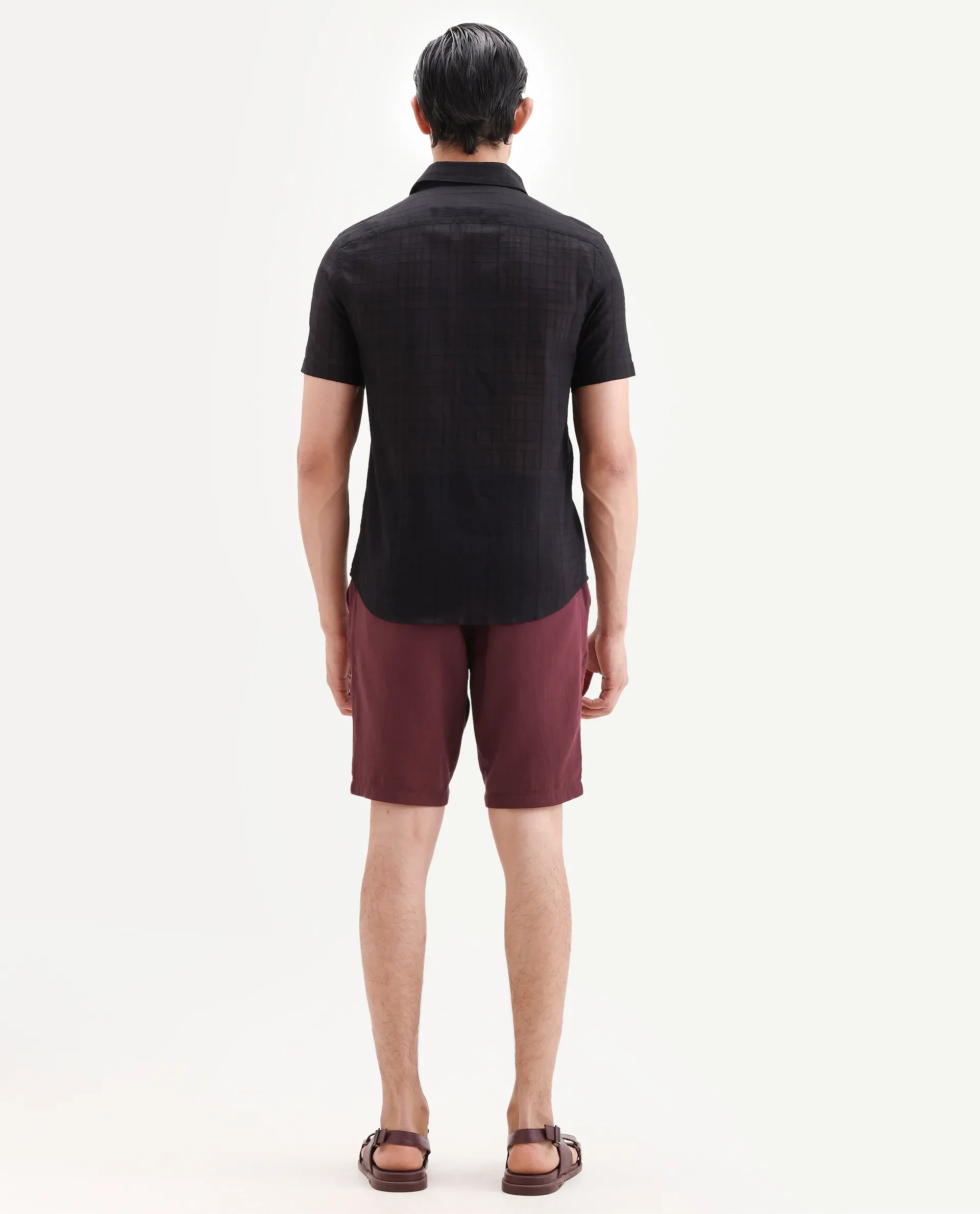 Rare Rabbit Men's Pinto-Ss26 Maroon Cotton Fabric Drawstring Relaxed Fit Plain Shorts - Image 7