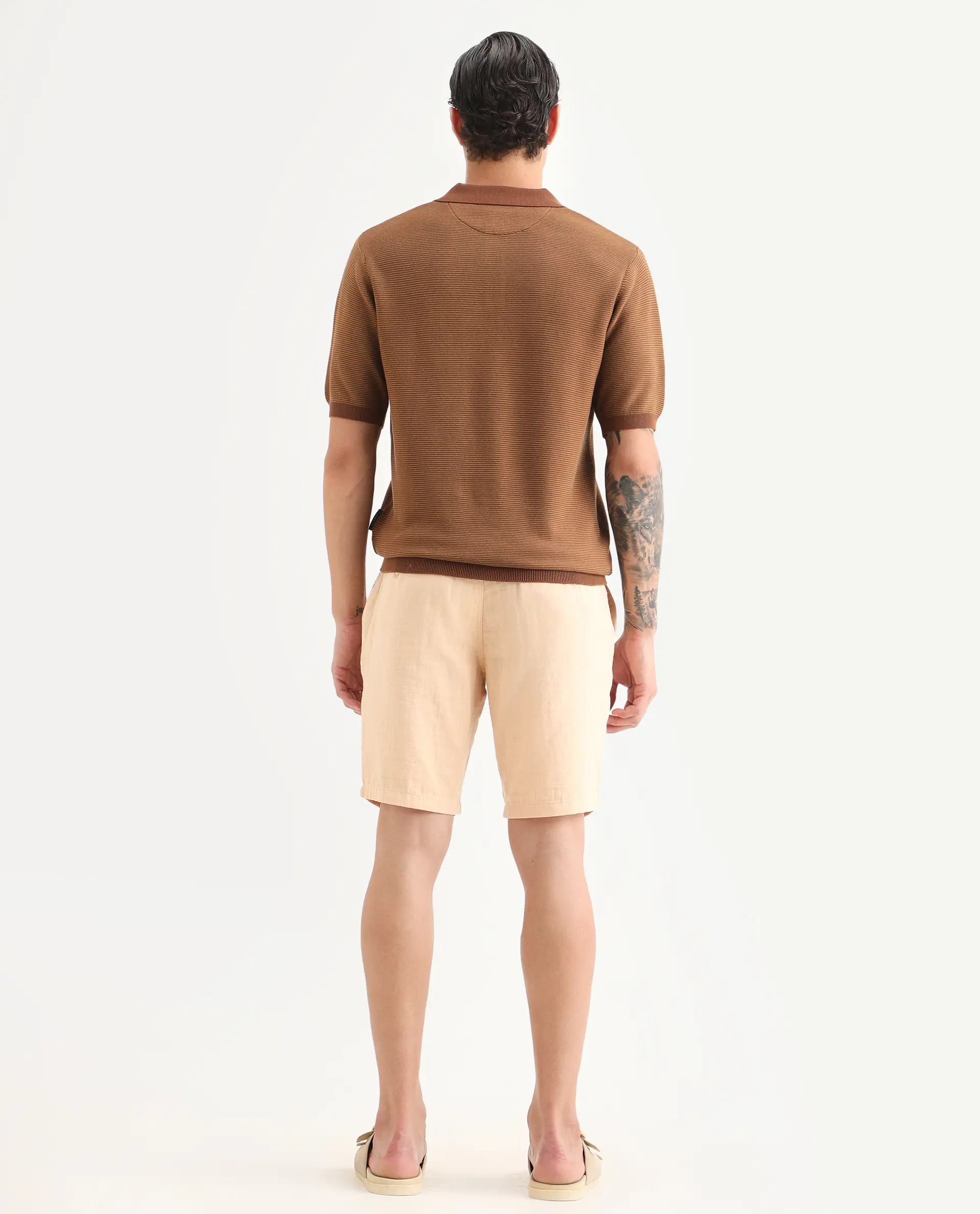 Rare Rabbit Men's Pinto-Ss26 Pastel Yellow Cotton Fabric Drawstring Relaxed Fit Plain Shorts - Image 8