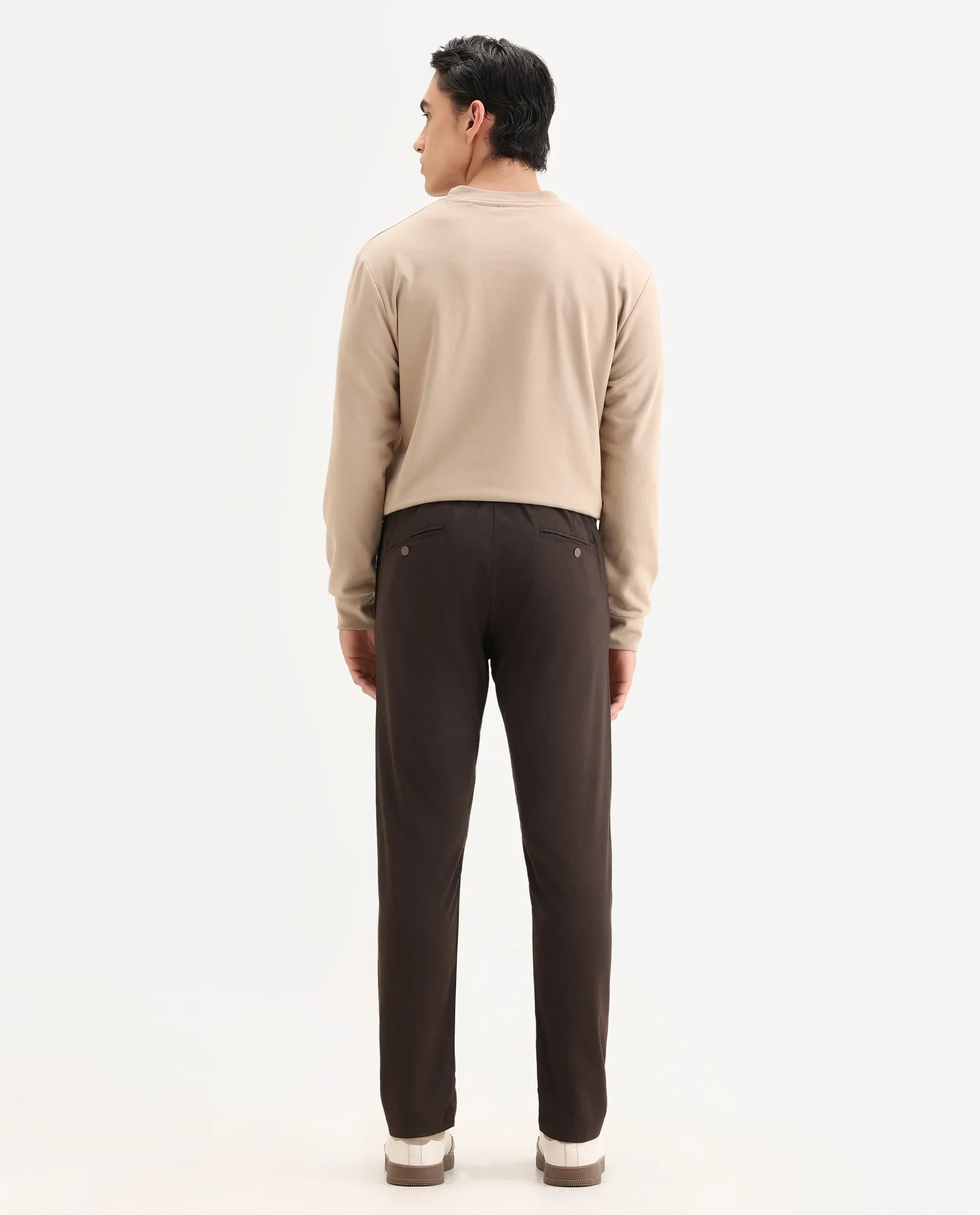 Rare Rabbit Men's Piper Brown Polyester Striped Print Regular Fit Trouser - Image 8