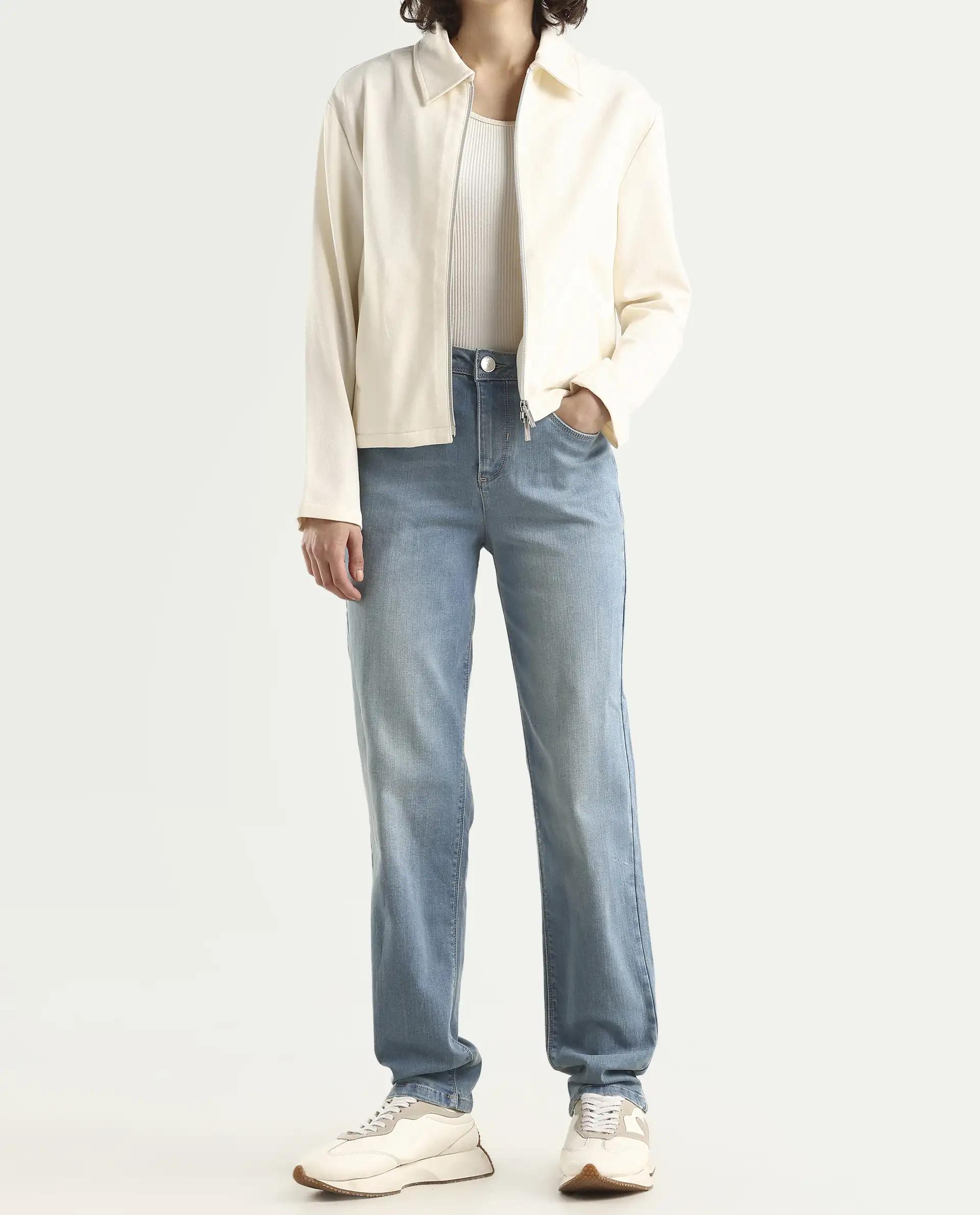 Rareism Women's Pipevine Blue Cotton Blend Plain Ankle Length Tailored Jeans - Image 2