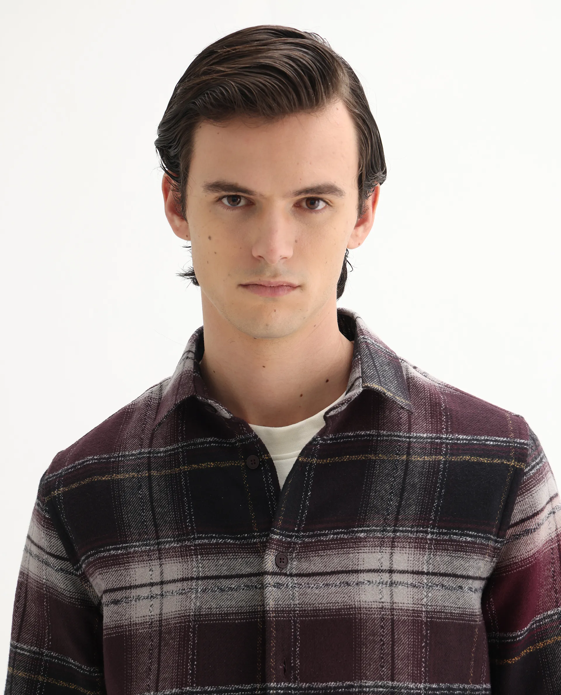 Rare Rabbit Men's Piter Maroon Cotton Blend Checked Print Regular Fit Full Sleeve Collared Shirt - Image 7