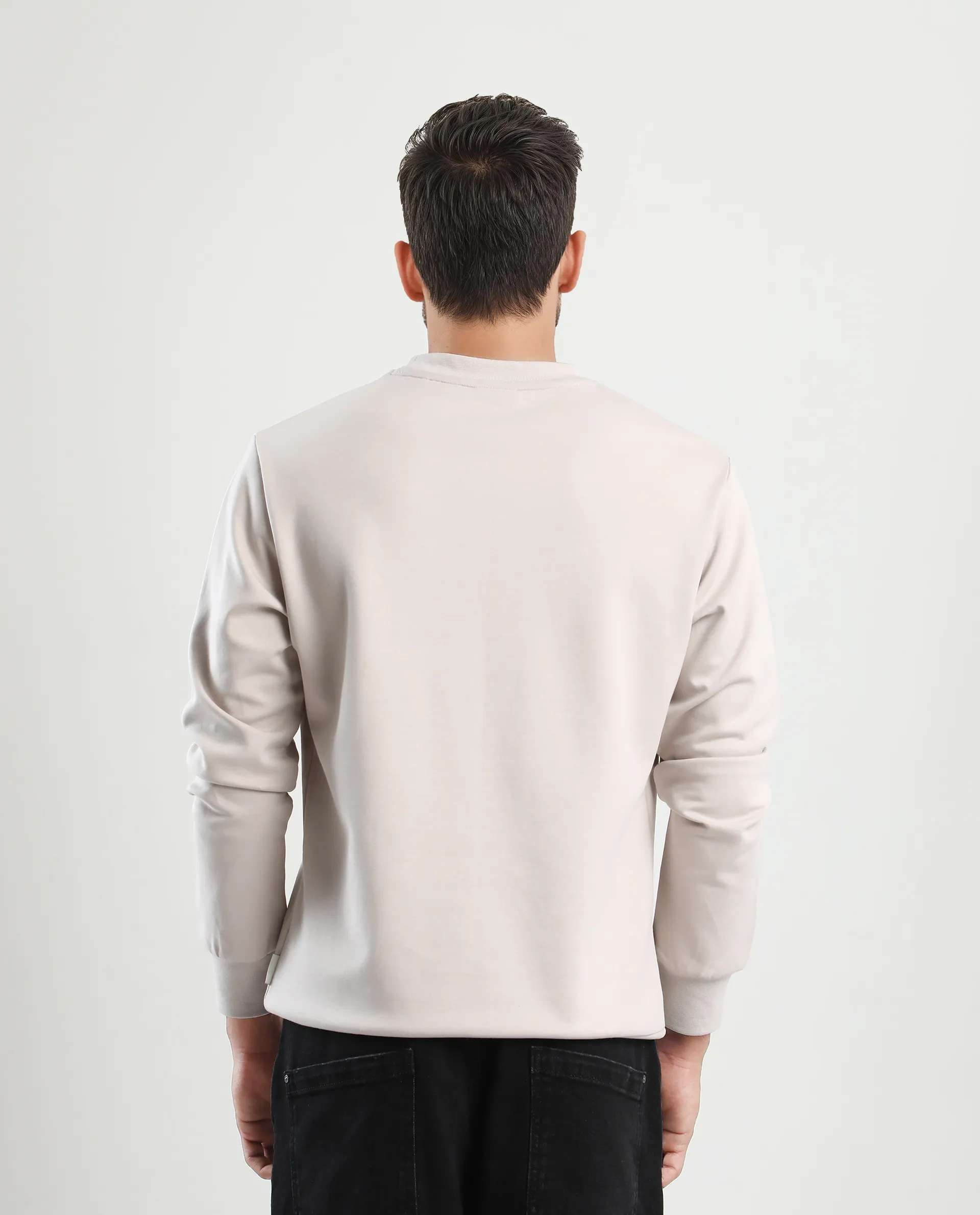 Rare Rabbit Men's Pixen Light Beige Cotton Blend Graphic Print Regular Fit Full Sleeve Crew Neck Sweatshirt - Image 8