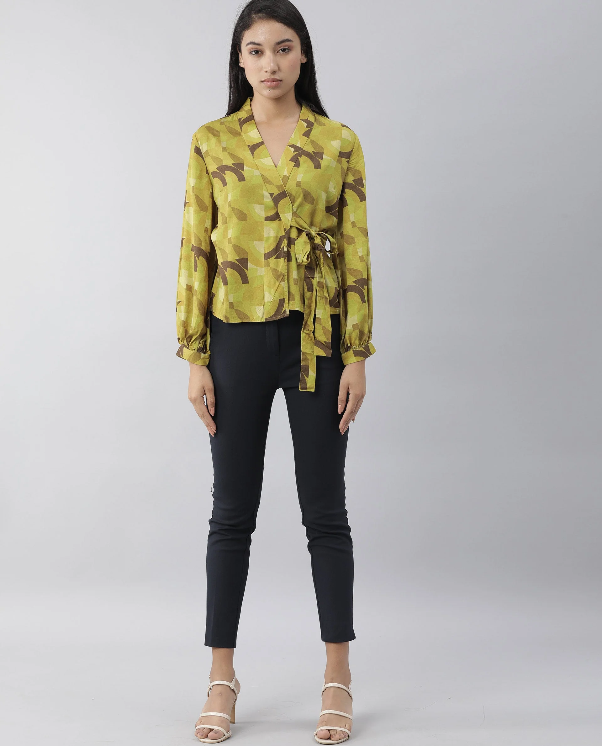 Rareism Women Pixie Green Top Full Sleeves Printed - Image 3