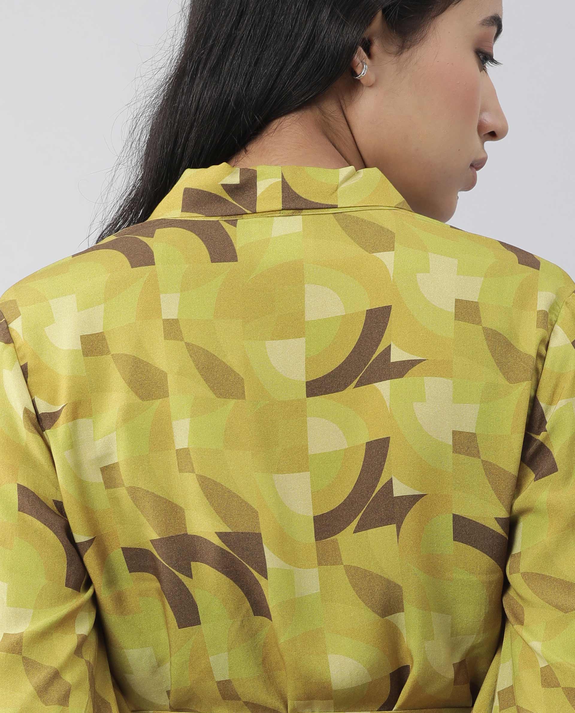 Rareism Women Pixie Green Top Full Sleeves Printed - Image 4