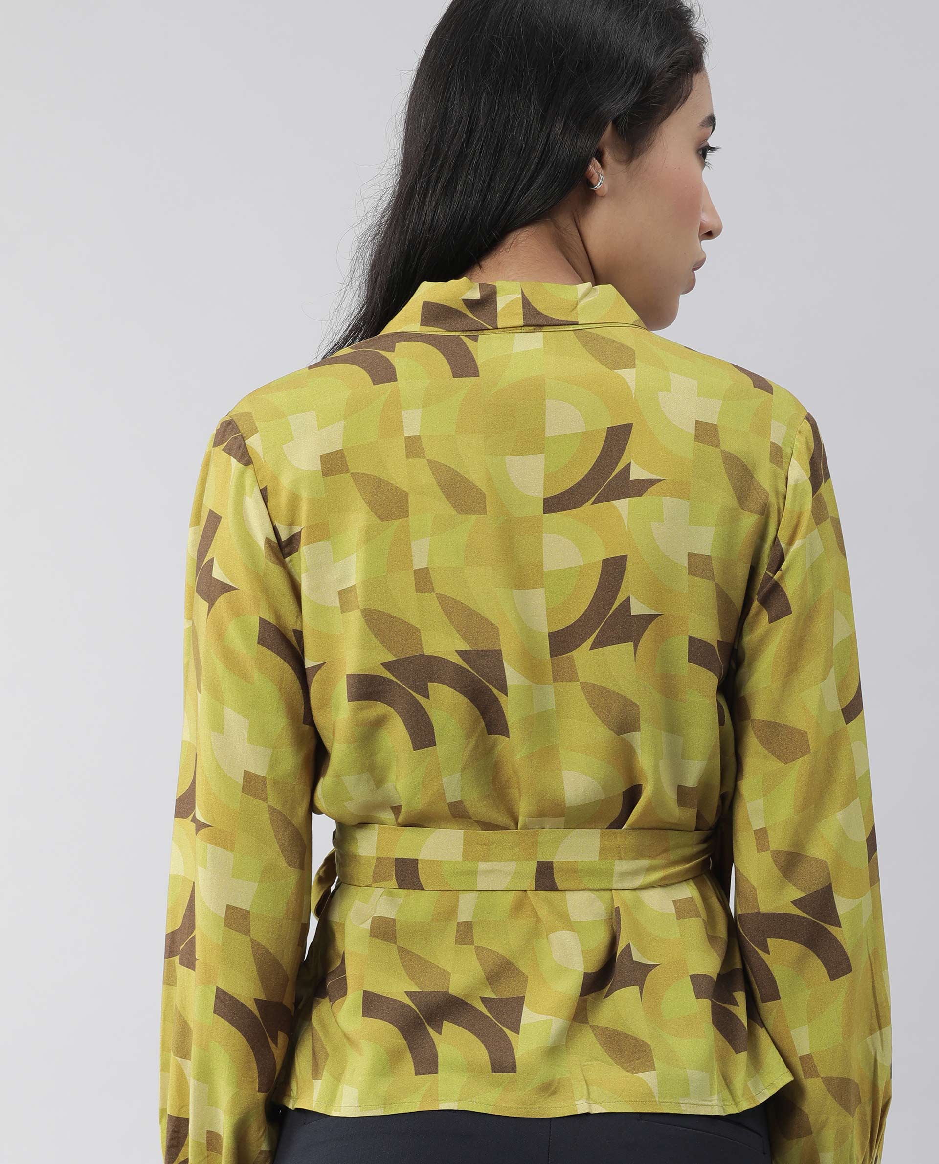 Rareism Women Pixie Green Top Full Sleeves Printed - Image 5