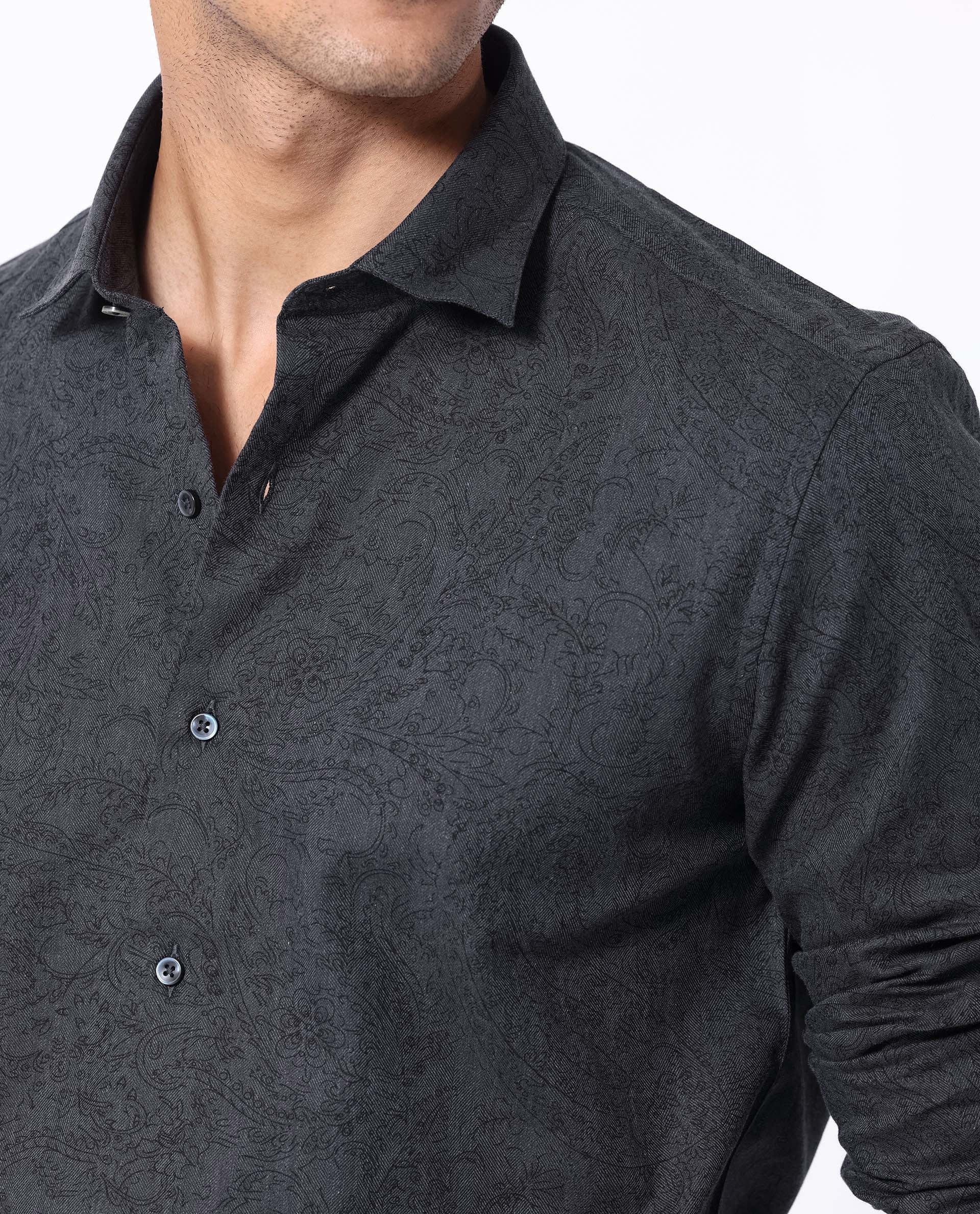 Rare Rabbit Men's Platim Navy Cotton Paisley Print Regular Fit Full Sleeve Collared Shirt - Image 4