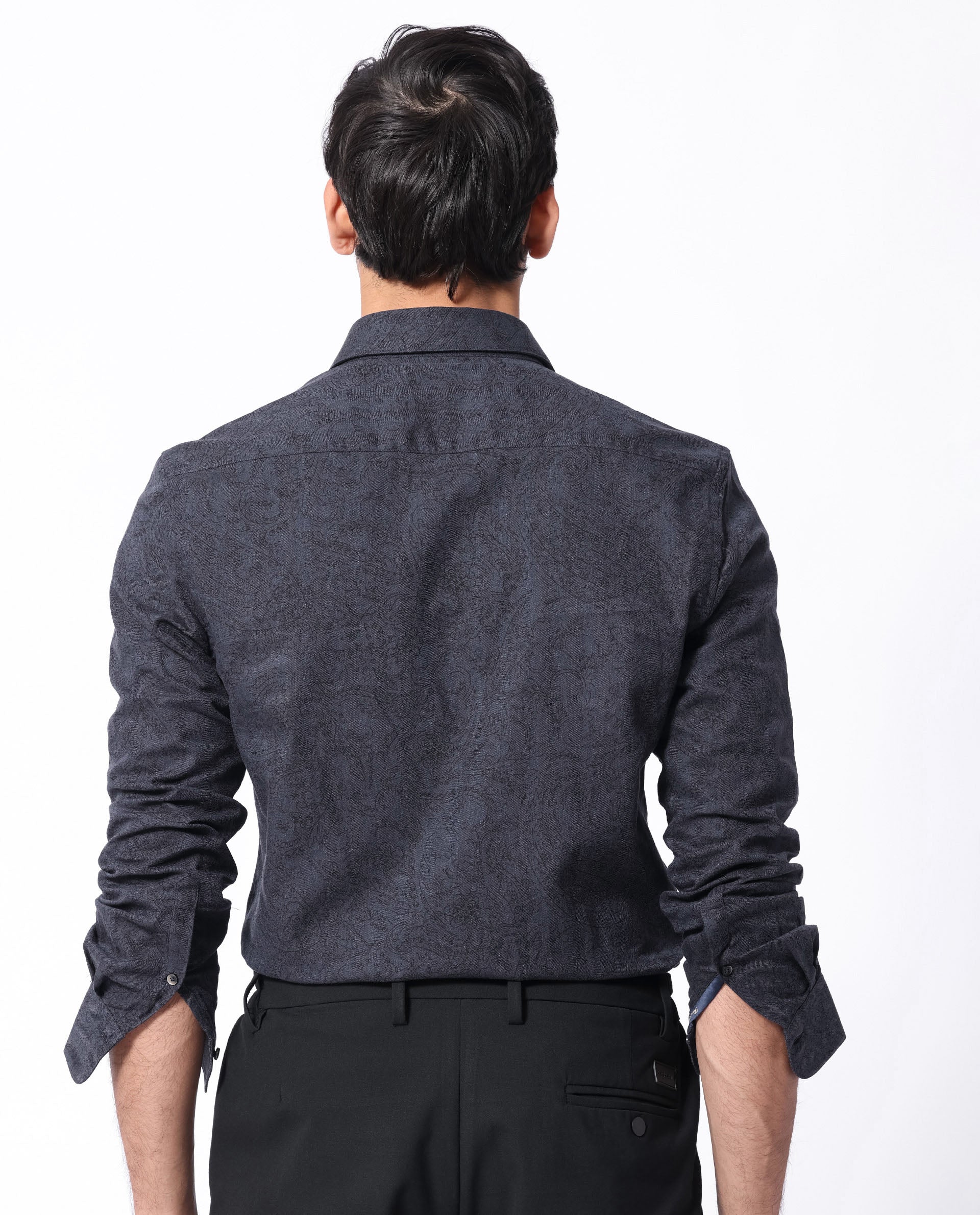 Rare Rabbit Men's Platim Navy Cotton Paisley Print Regular Fit Full Sleeve Collared Shirt - Image 8