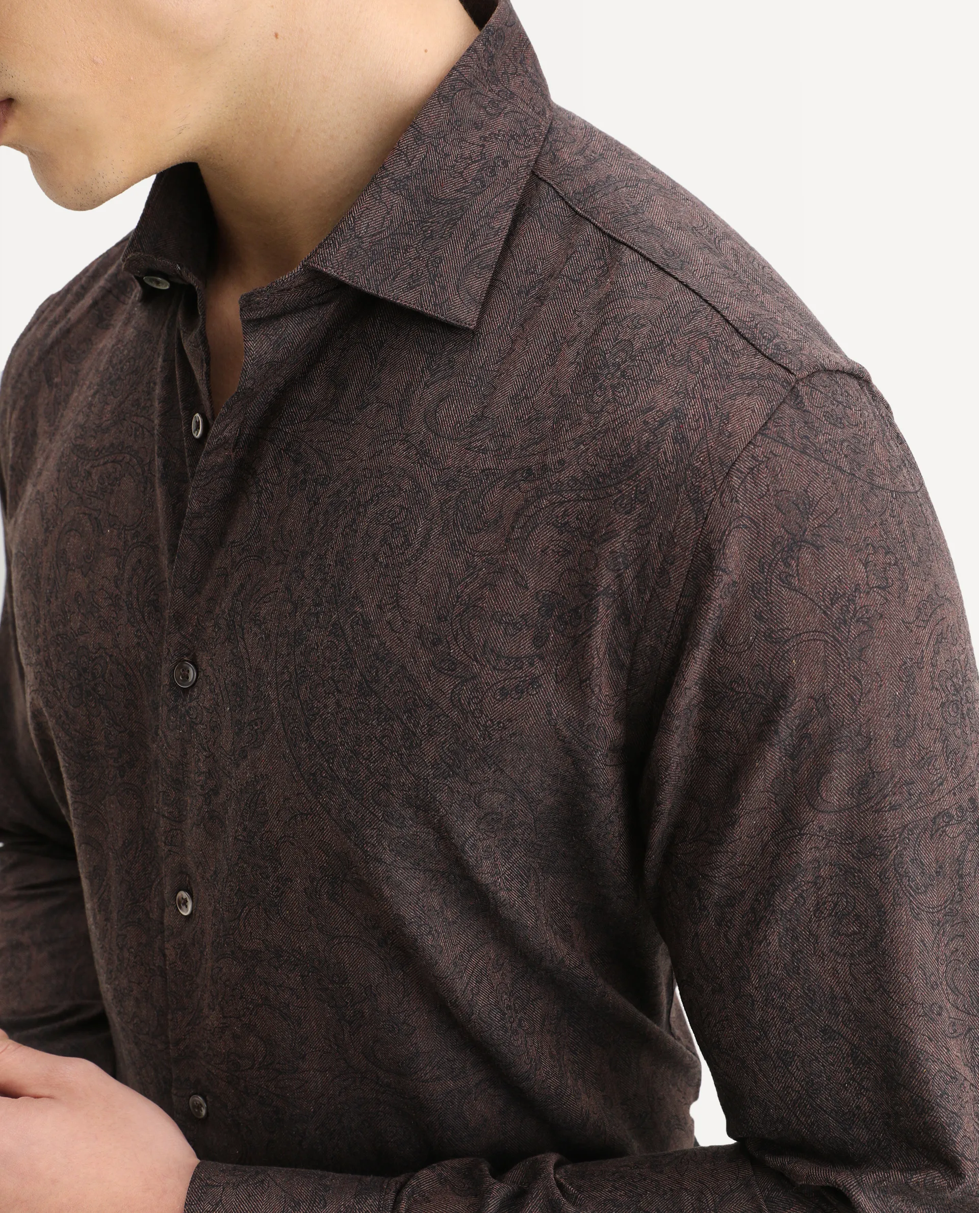 Rare Rabbit Men's Platim Rust Cotton Paisley Print Regular Fit Full Sleeve Collared Shirt - Image 3