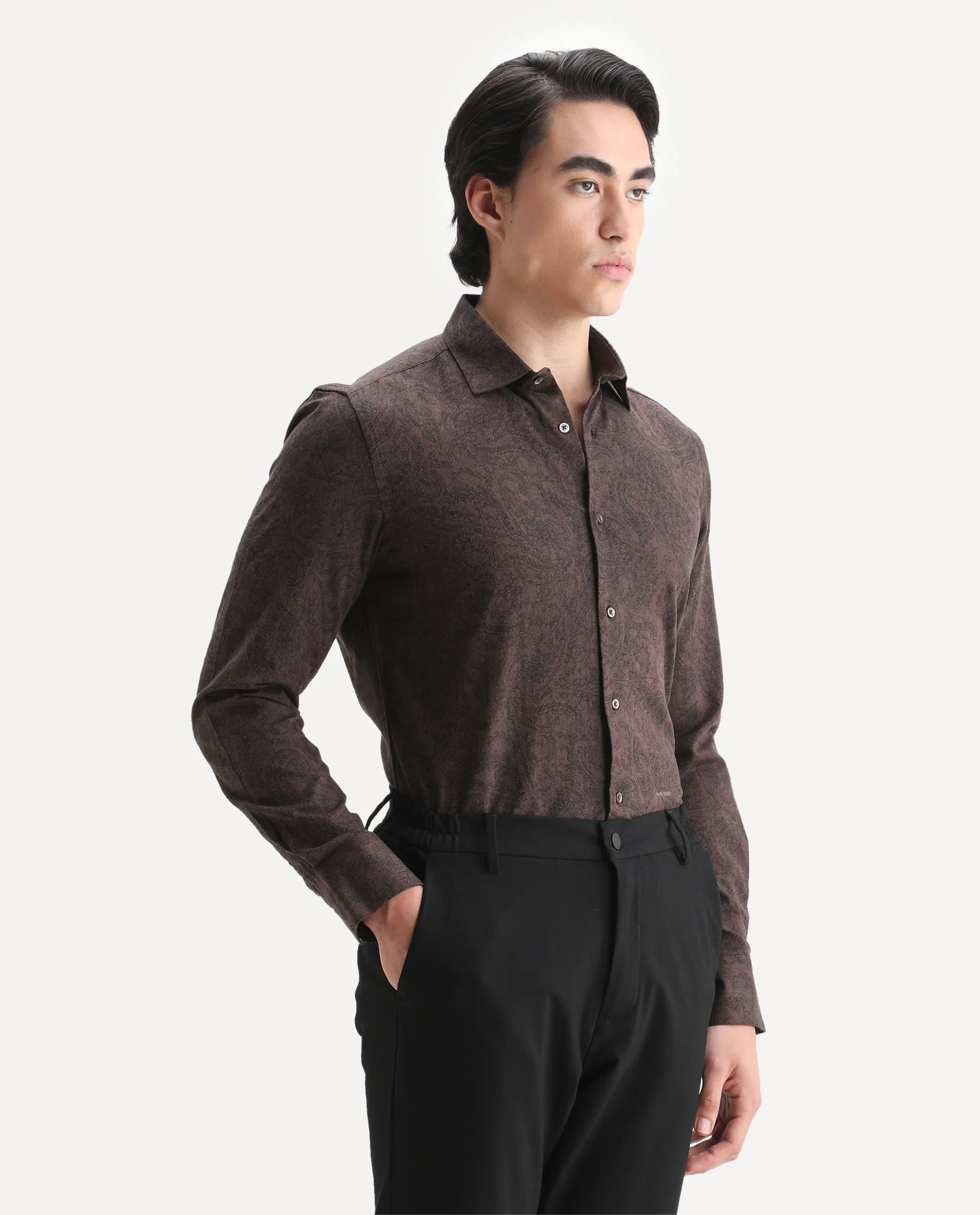 Rare Rabbit Men's Platim Rust Cotton Paisley Print Regular Fit Full Sleeve Collared Shirt - Image 6
