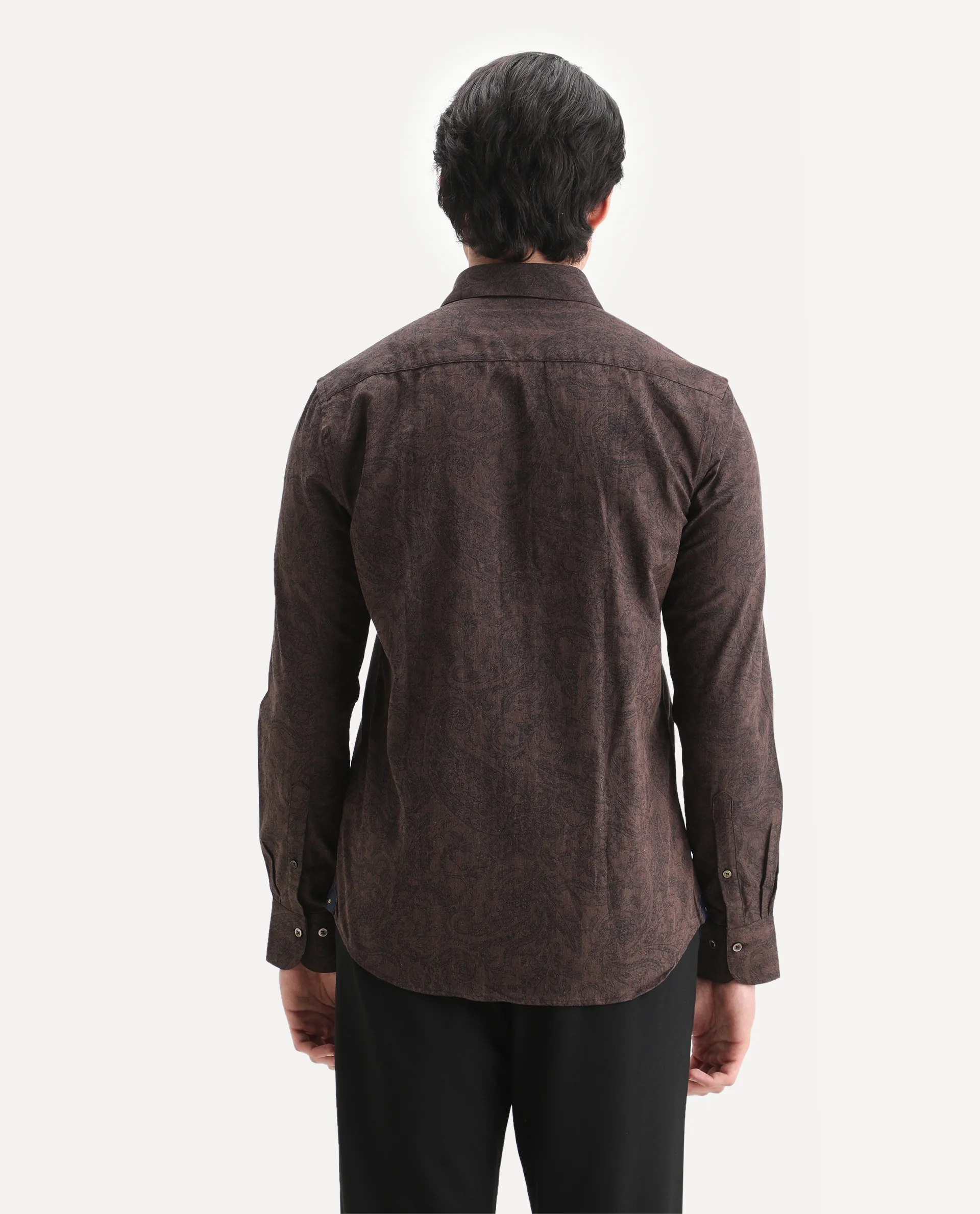 Rare Rabbit Men's Platim Rust Cotton Paisley Print Regular Fit Full Sleeve Collared Shirt - Image 7