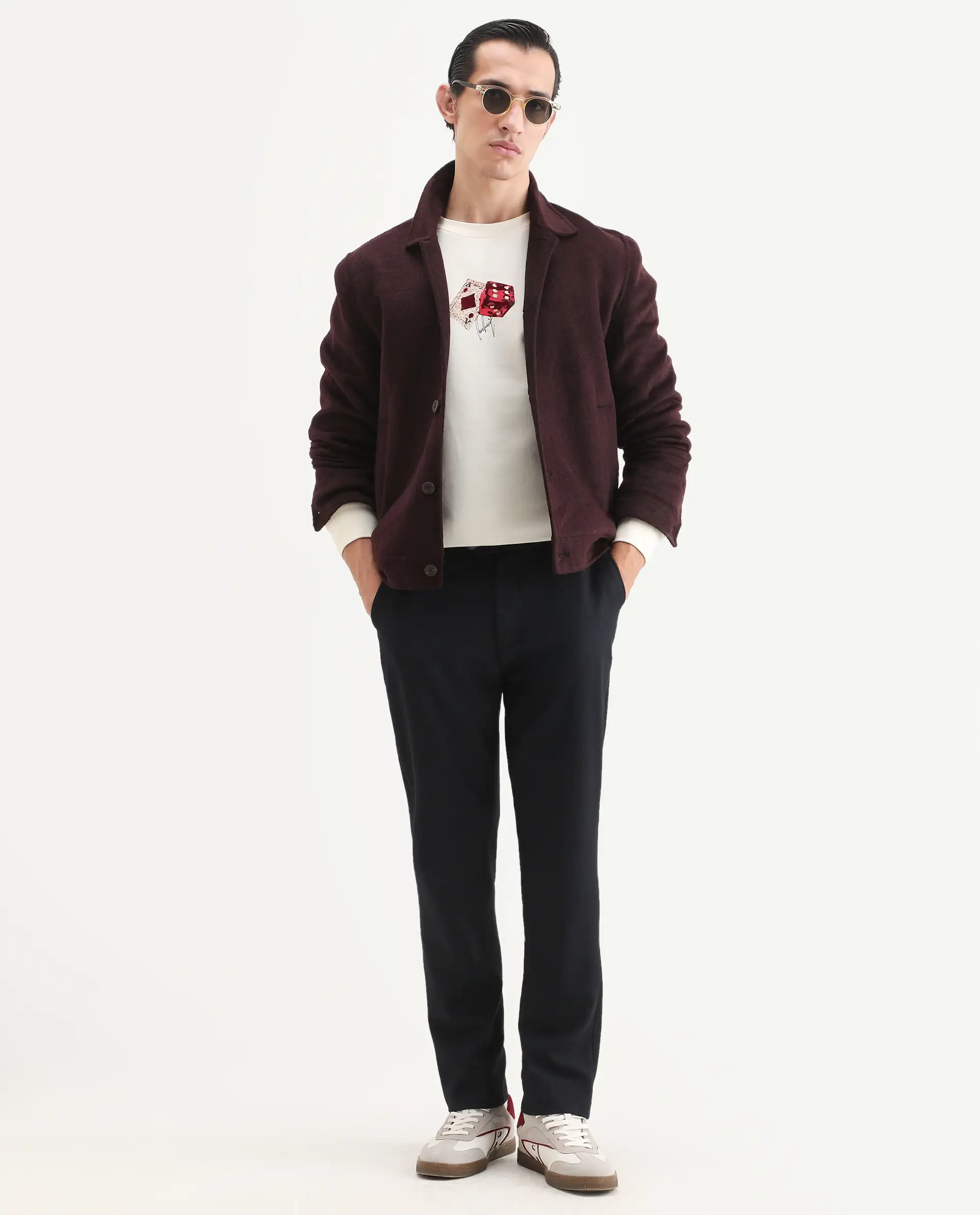 Rare Rabbit Men's Plex Off White Cotton Blend Graphic Print Relaxed Fit Full Sleeve Crew Neck Sweatshirt - Image 2