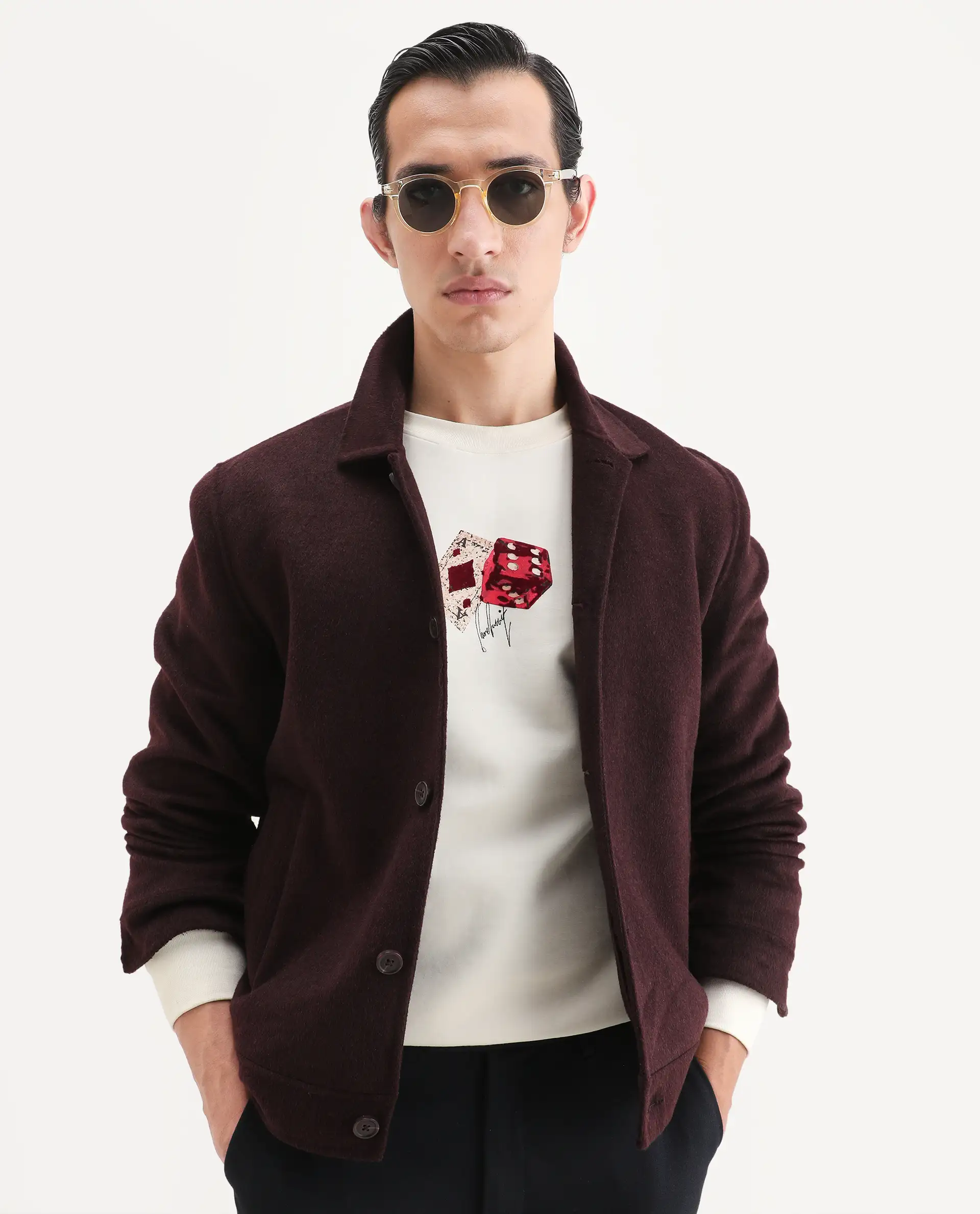 Rare Rabbit Men's Plex Off White Cotton Blend Graphic Print Relaxed Fit Full Sleeve Crew Neck Sweatshirt - Image 5