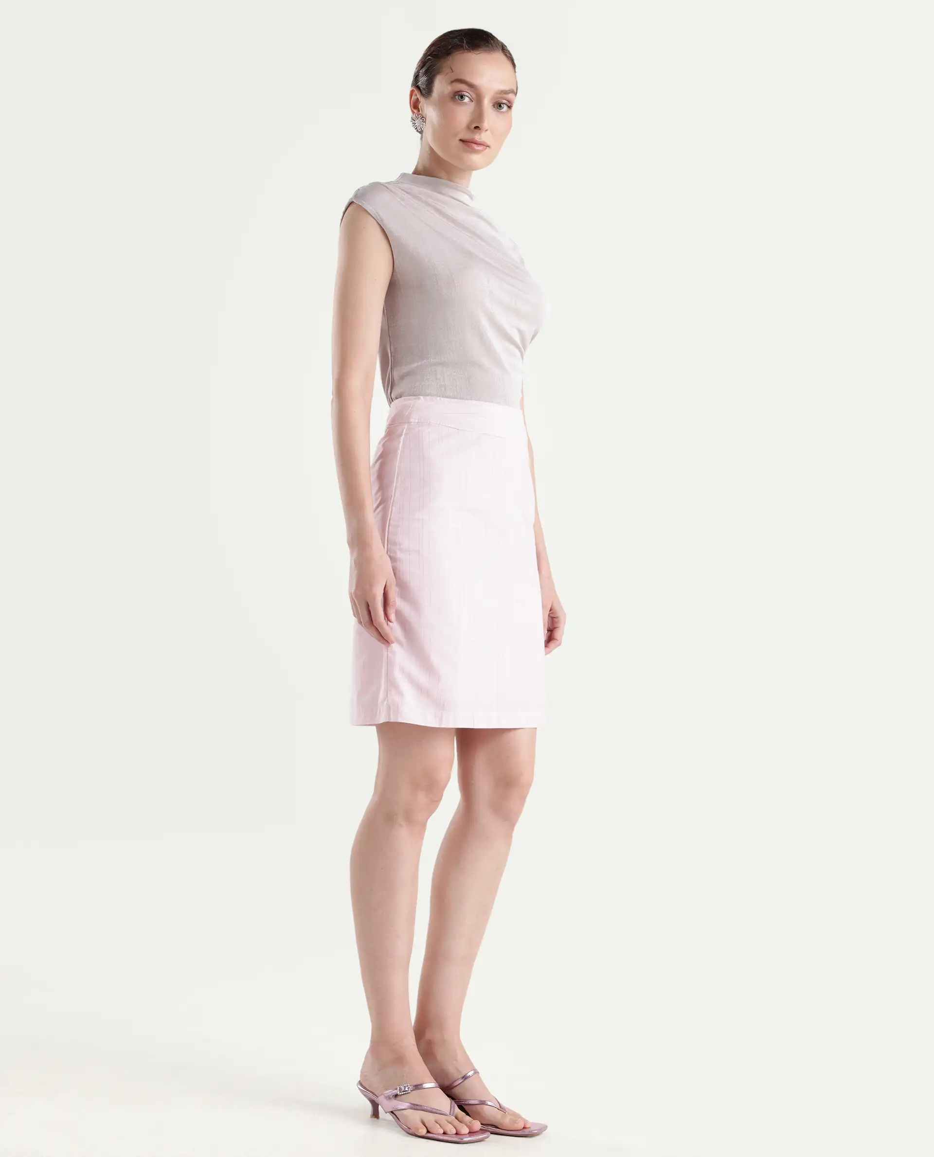 Rareism Women Plot-Skirt Pink Skirt - Image 5