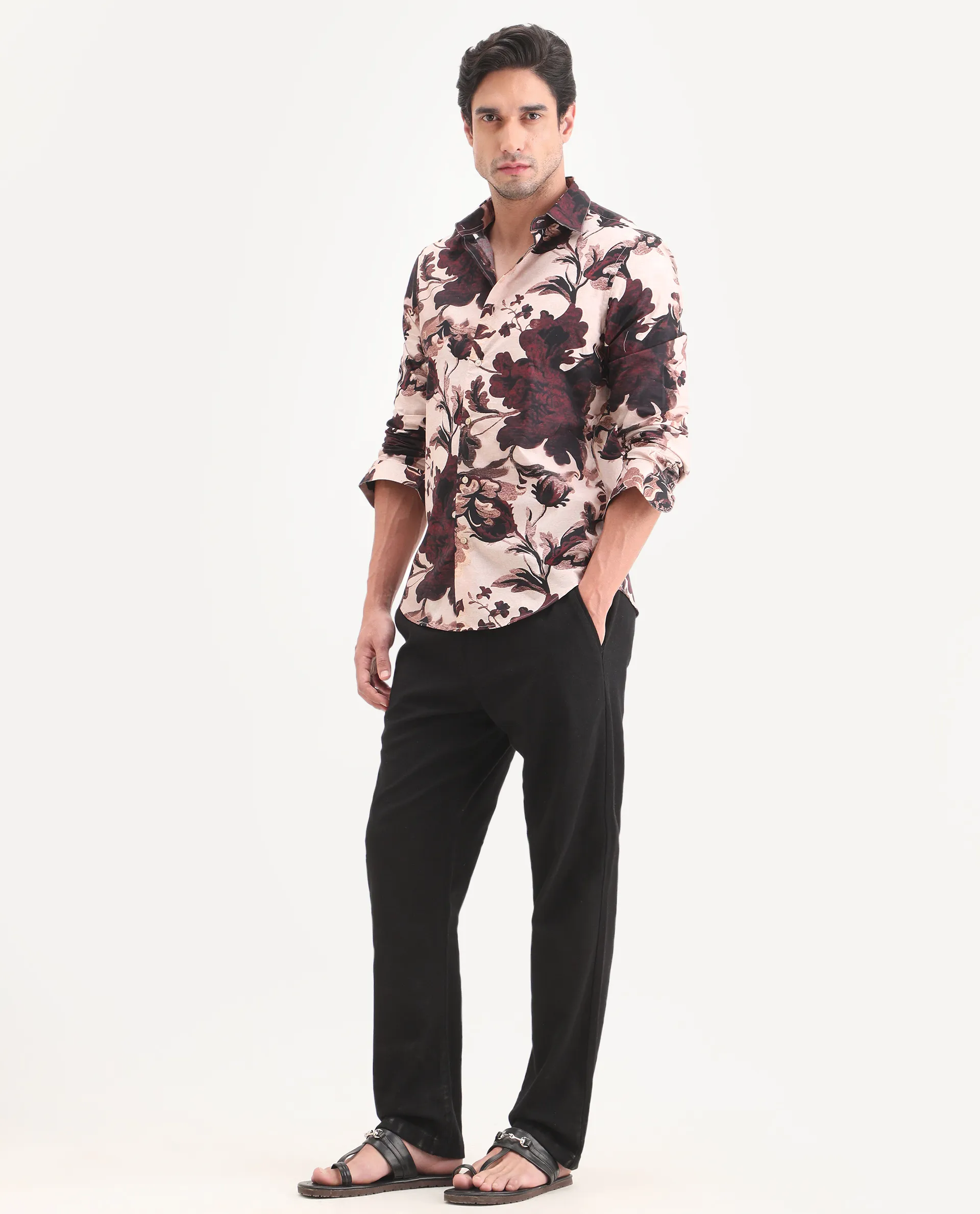 Rare Rabbit Men's Pluk Black Cotton Blend Fabric Regular Plain Trouser - Image 6