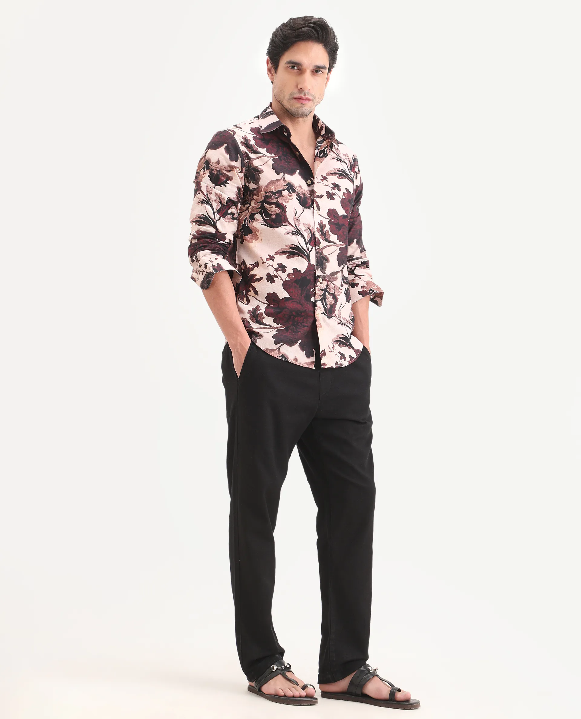 Rare Rabbit Men's Pluk Black Cotton Blend Fabric Regular Plain Trouser - Image 7
