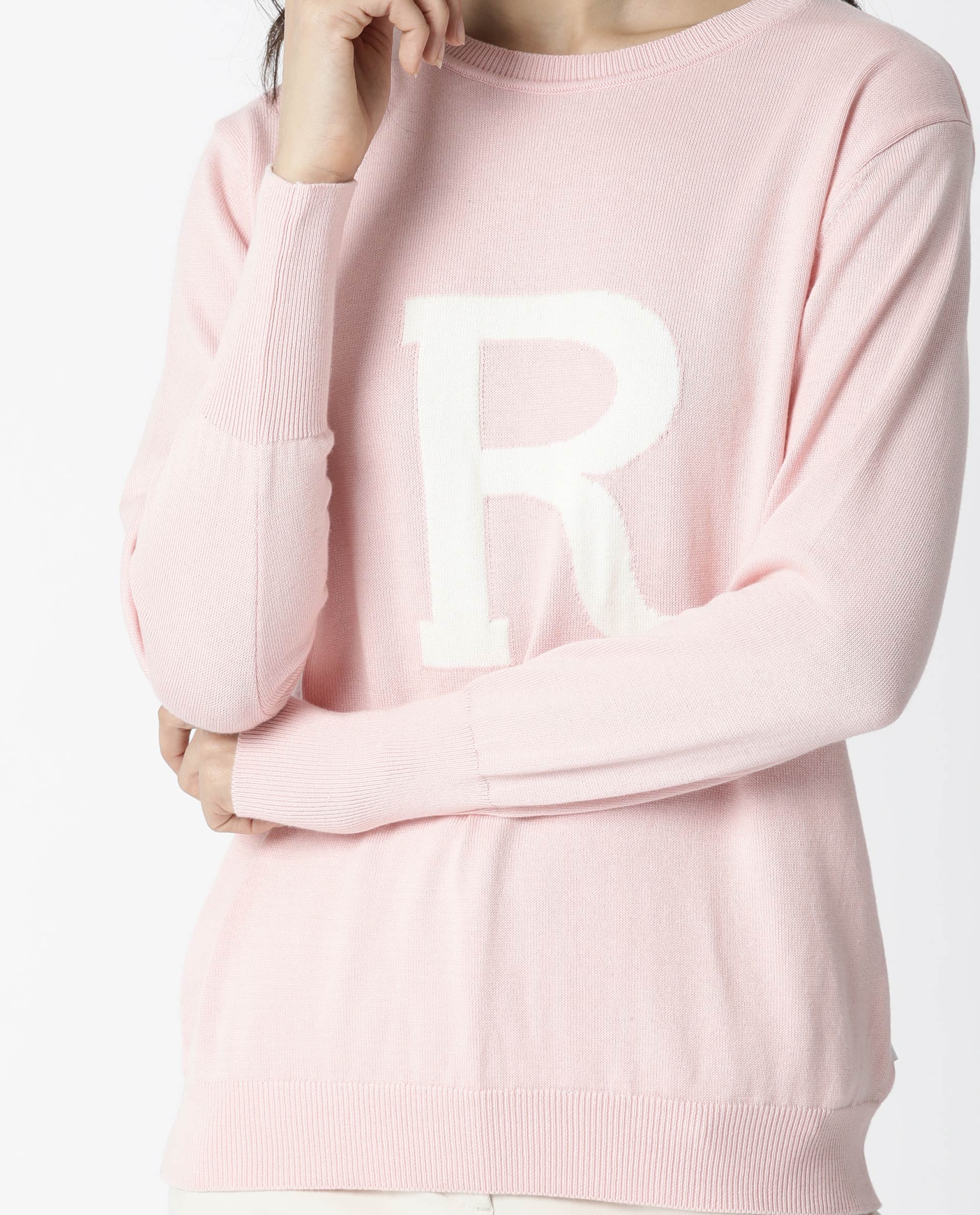 Rareism Women's Plush Pink Cotton Crew Neck Embroidered Regular Fit Sweater - Image 5