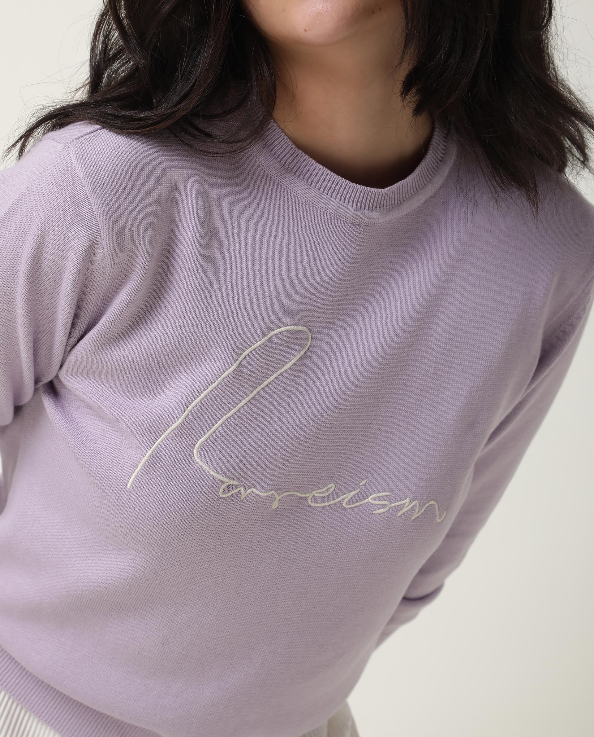 Rareism Women's Plusho Purple Cotton Crew Neck Embroidered Regular Fit Sweater - Image 9