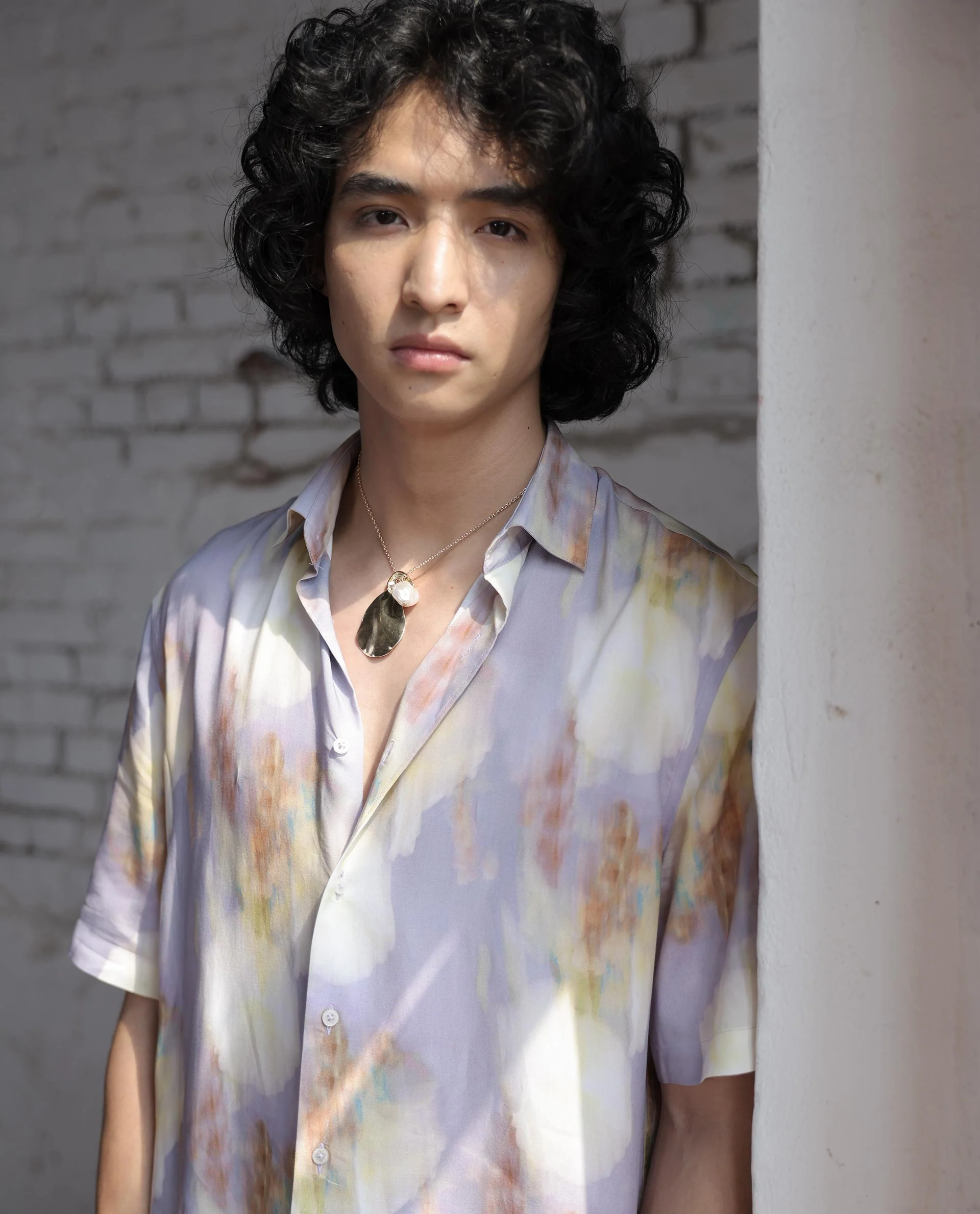 Rare Rabbit Men's Plushy Ss Pastel Purple Viscose Floral Print Regular Fit Half Sleeve Collared Shirt