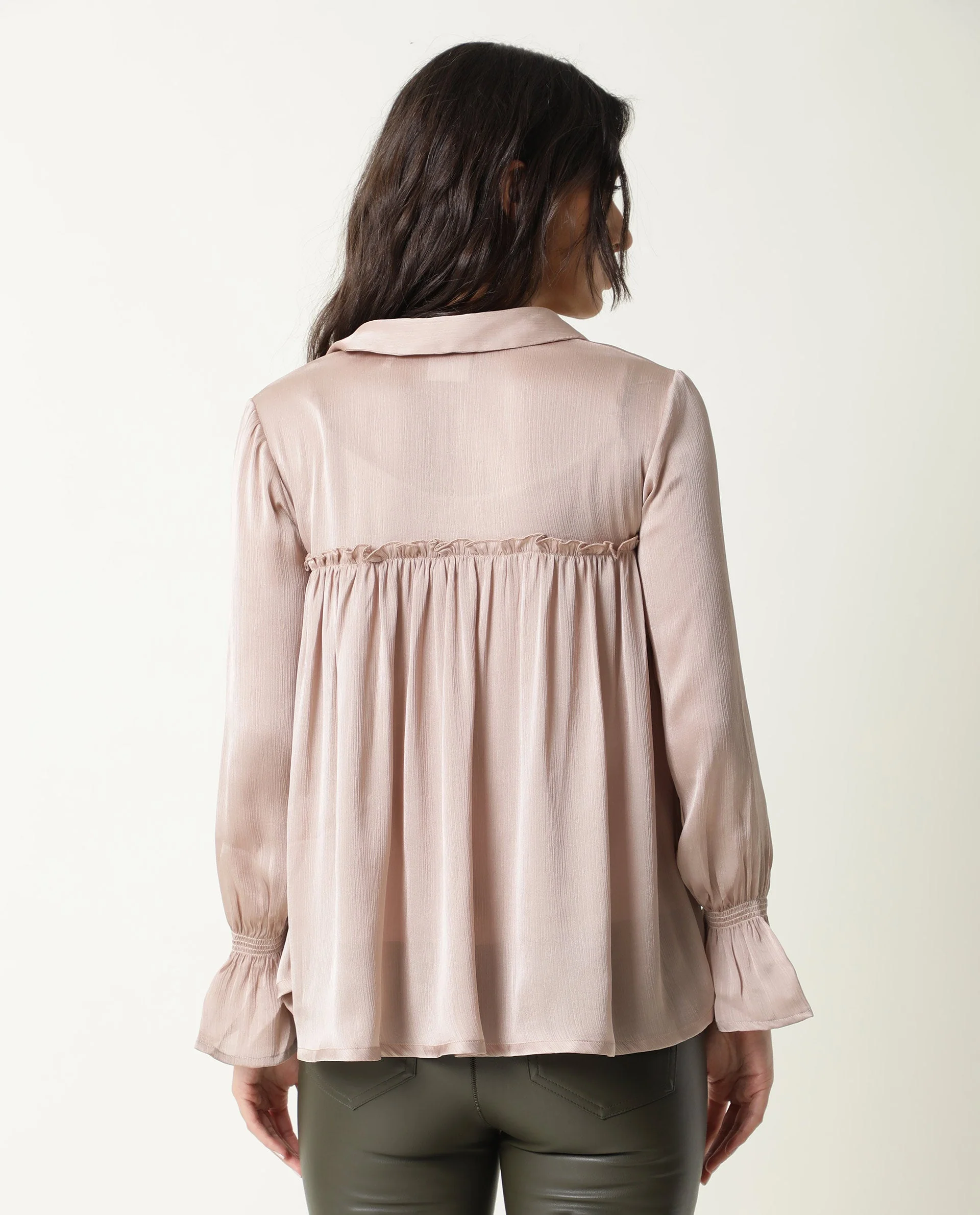 Rareism Women's Poetess Pink Polyester Spread Collar Plain Regular Fit Top - Image 9