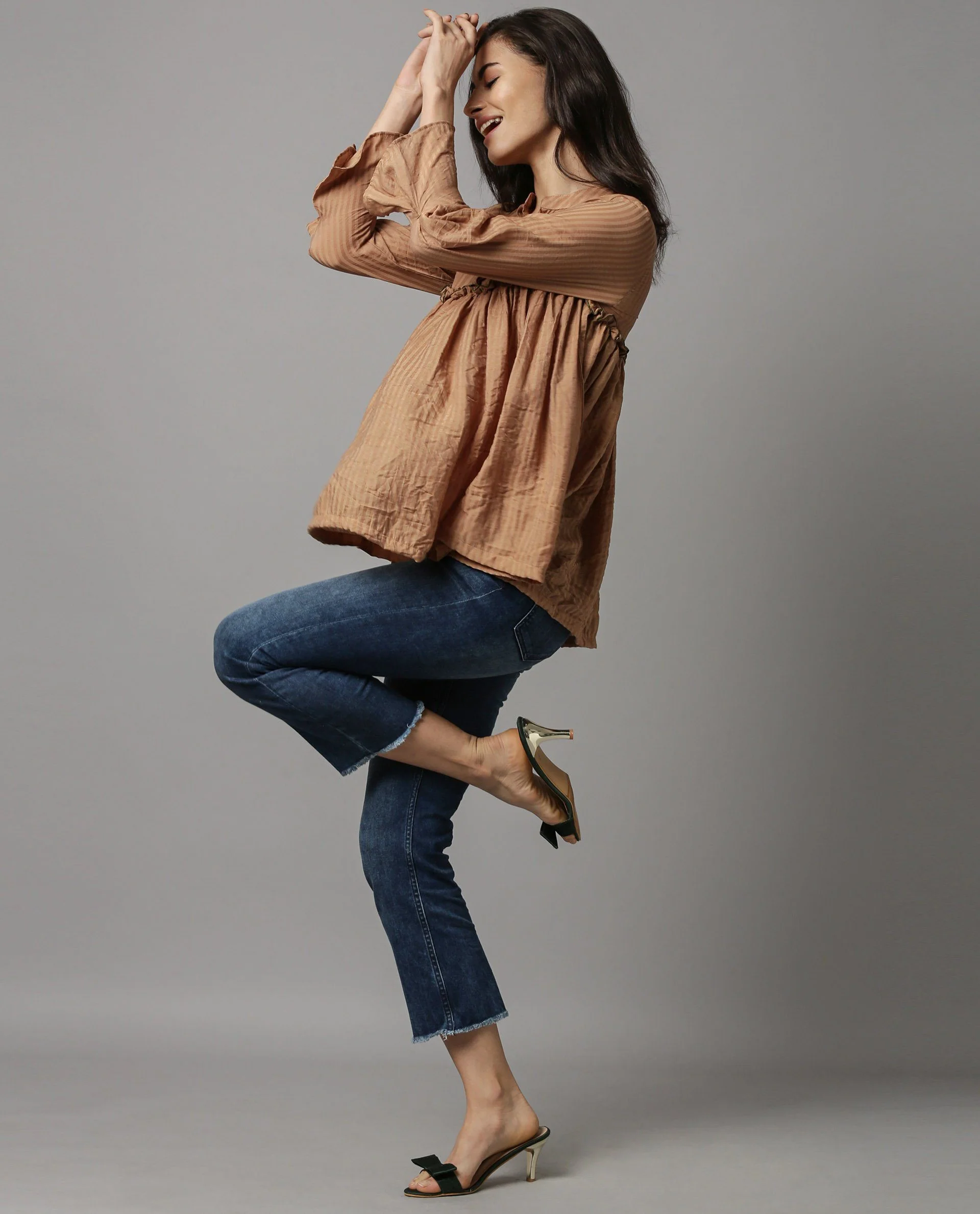 Rareism Women Poetry Brown Top Full Sleeves - Image 2