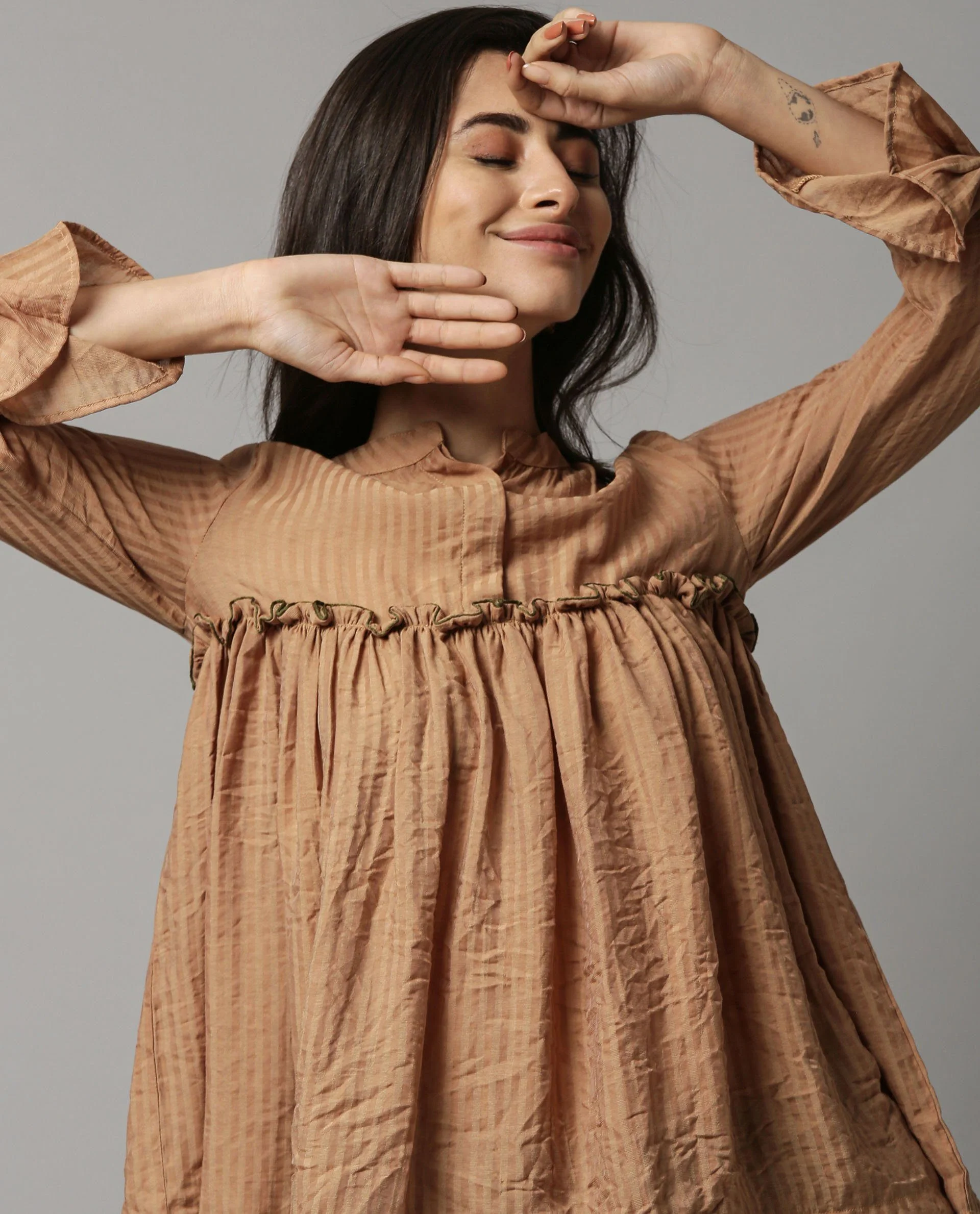 Rareism Women Poetry Brown Top Full Sleeves - Image 4