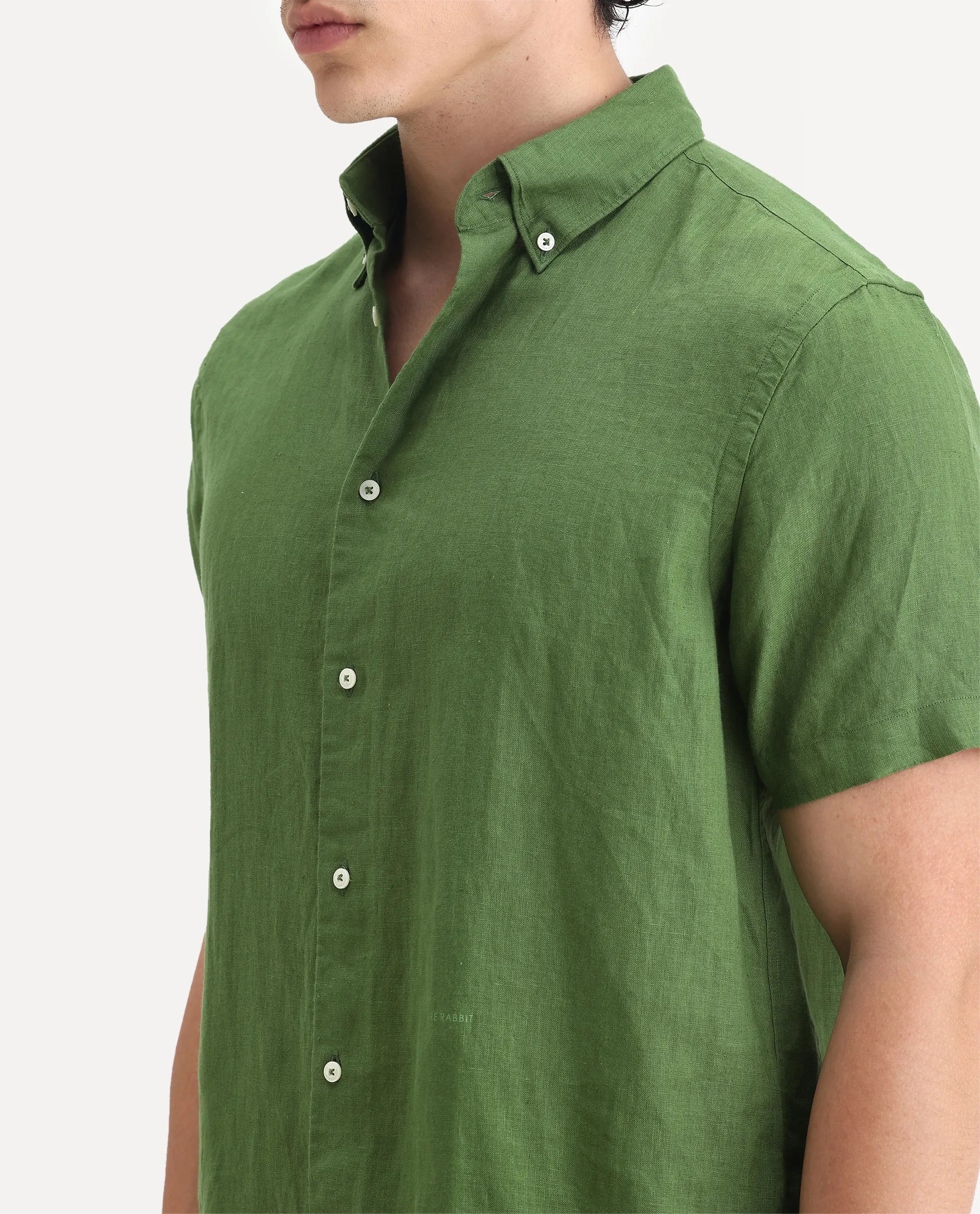 Rare Rabbit Men's Poist Jordin Linen Plain Regular Fit Half Sleeve Collared Shirt - Image 3