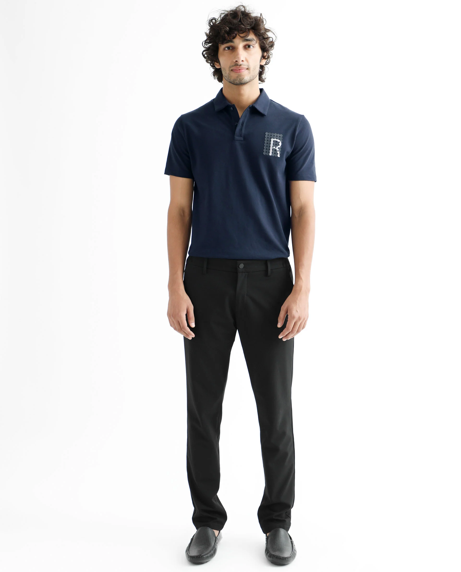 Rare Rabbit Men's Poka Navy Cotton Graphic Print Regular Fit Half Sleeve Polo - Image 4