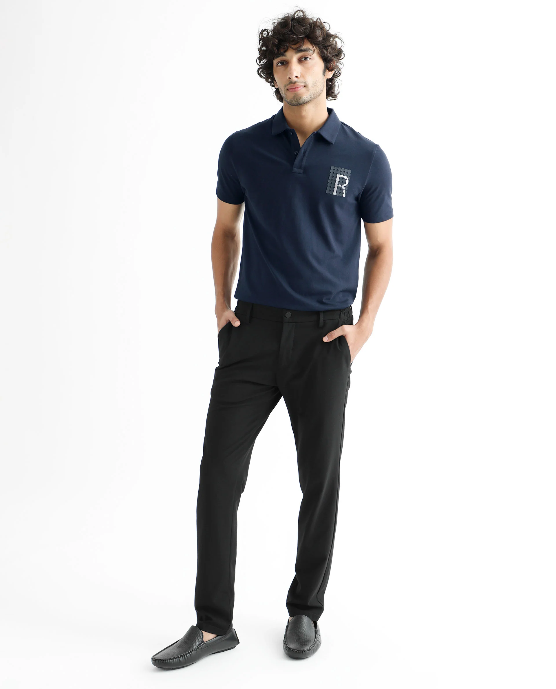 Rare Rabbit Men's Poka Navy Cotton Graphic Print Regular Fit Half Sleeve Polo - Image 6