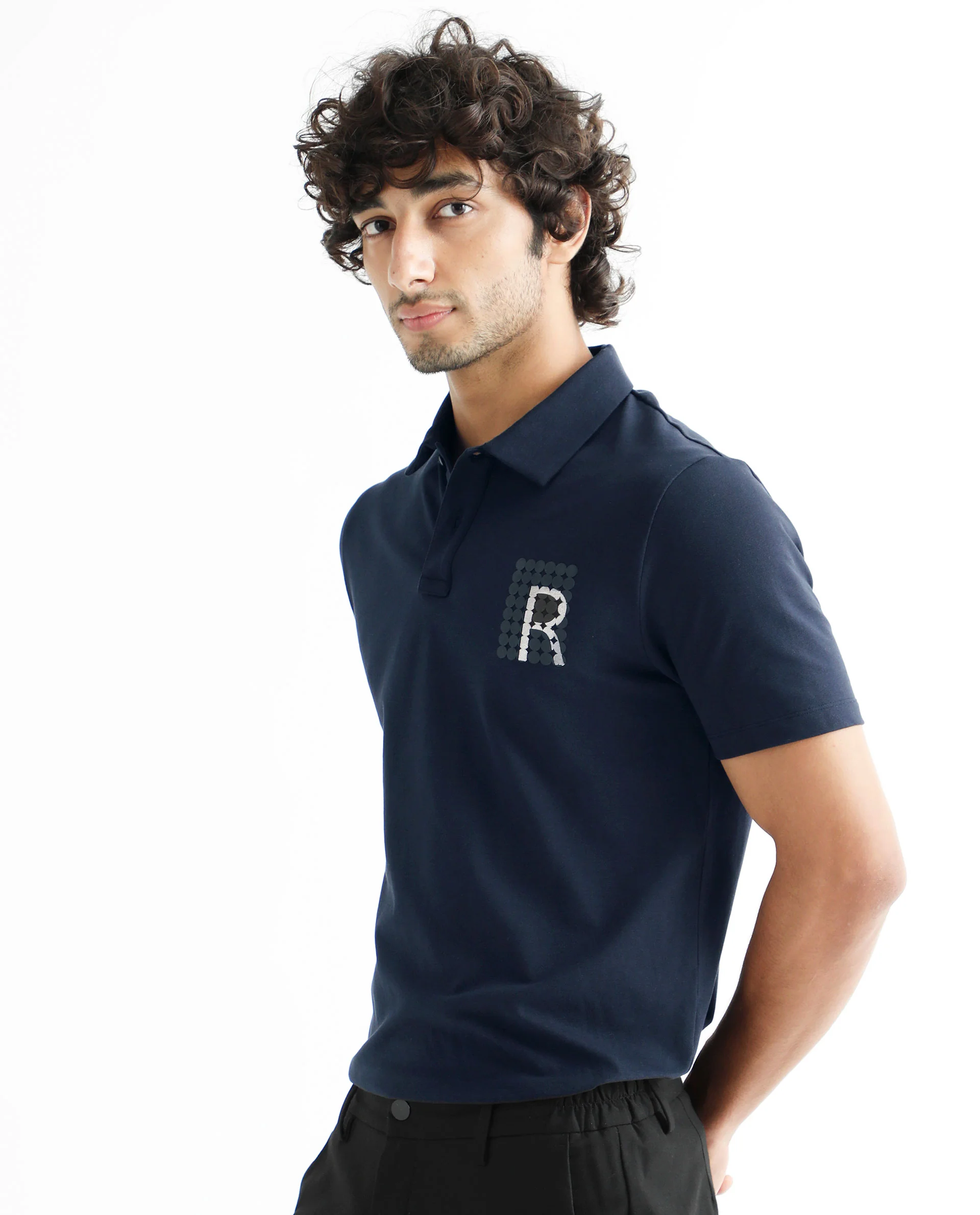 Rare Rabbit Men's Poka Navy Cotton Graphic Print Regular Fit Half Sleeve Polo - Image 8
