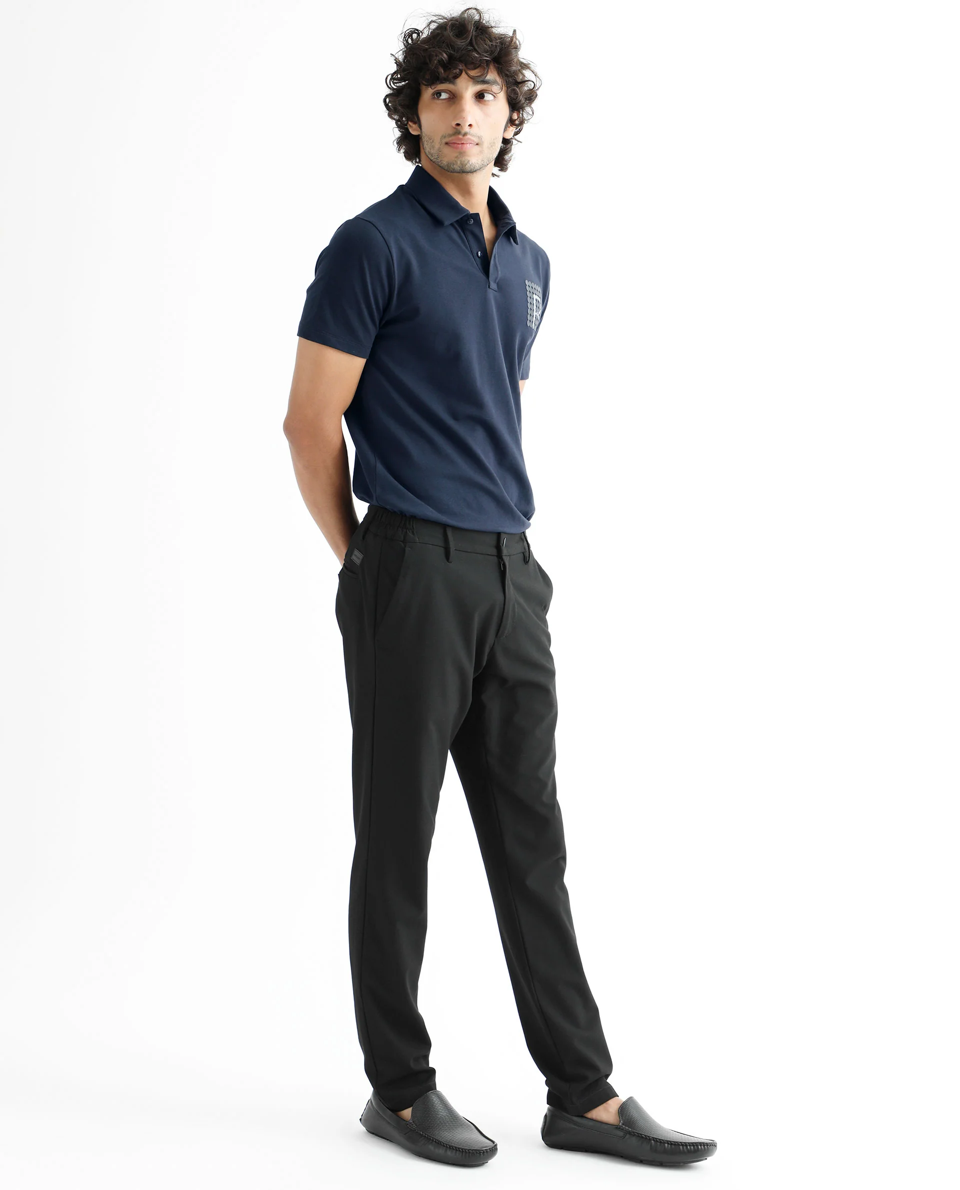 Rare Rabbit Men's Poka Navy Cotton Graphic Print Regular Fit Half Sleeve Polo - Image 9