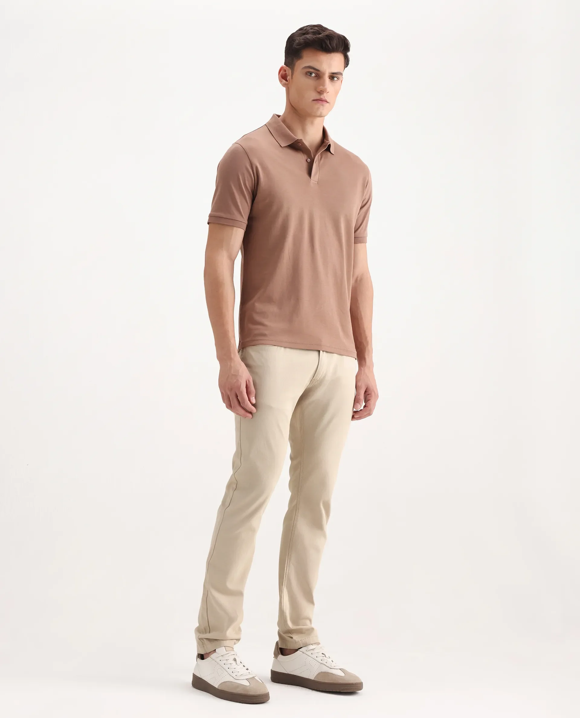 Rare Rabbit Men's Poke-2 Beige Cotton Plain Regular Fit Trouser - Image 6