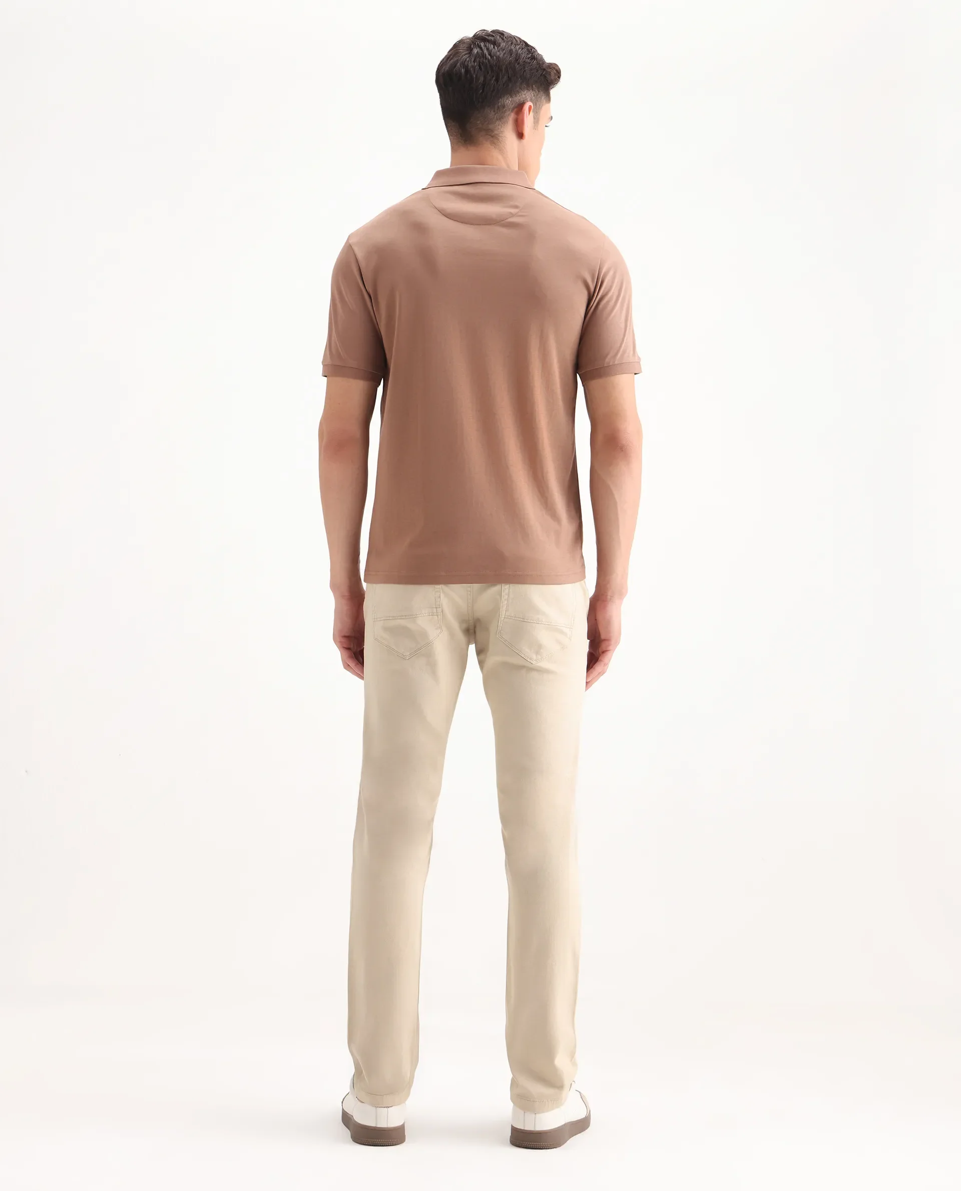 Rare Rabbit Men's Poke-2 Beige Cotton Plain Regular Fit Trouser - Image 8