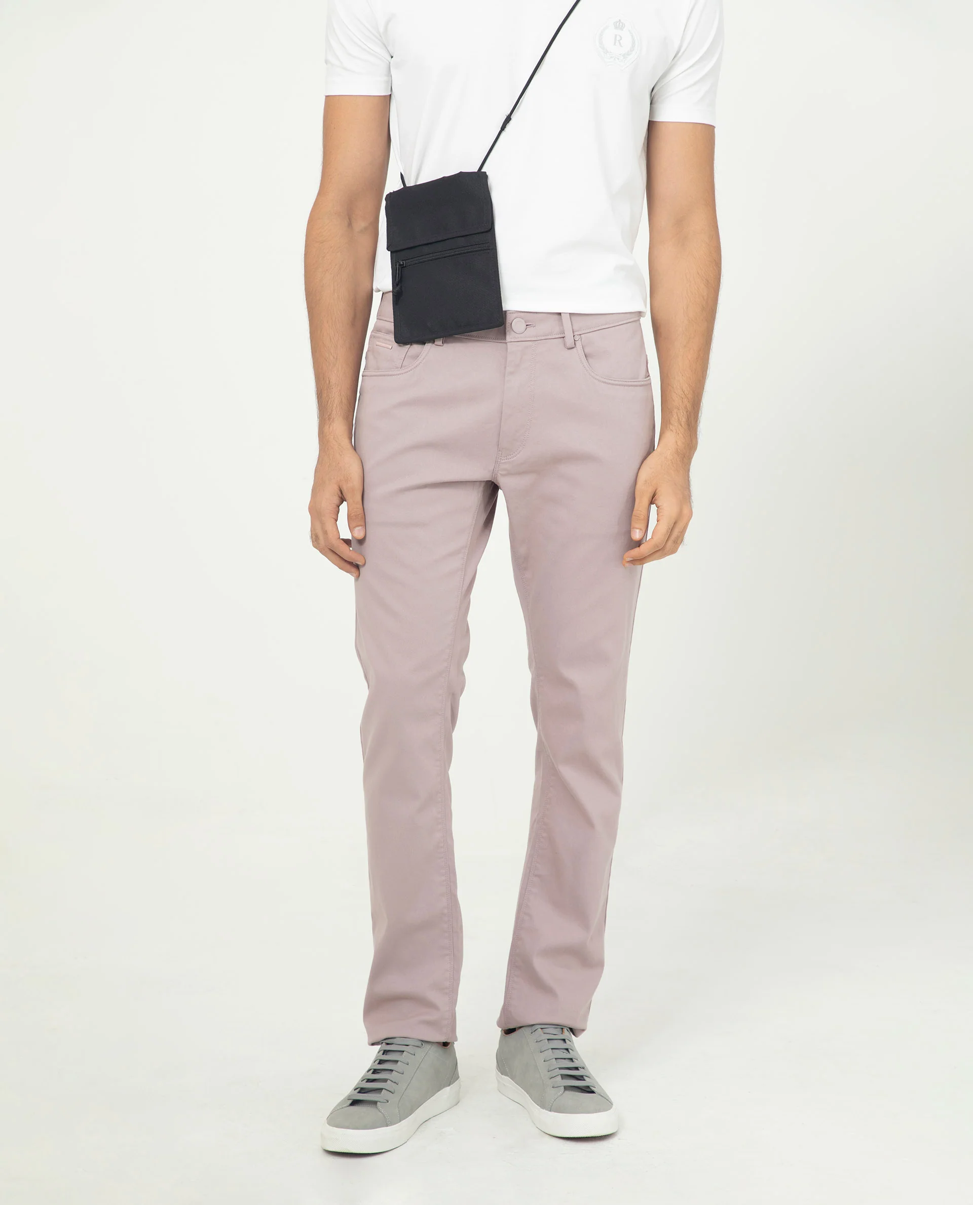 Rare Rabbit Men's Poke-2 Dusky Purple Cotton Plain Regular Fit Trouser