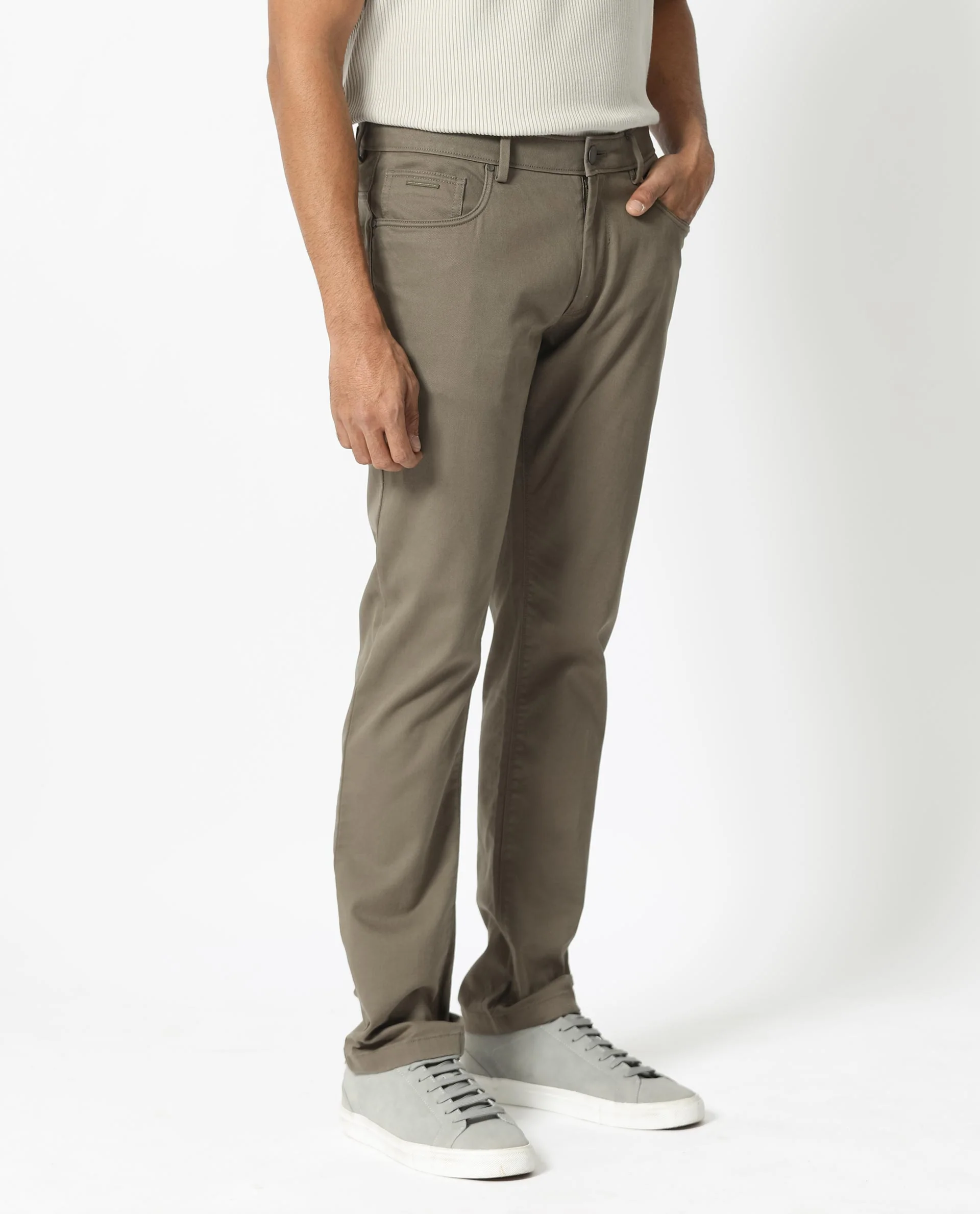 Rare Rabbit Men's Poke-2 Light Olive Cotton Plain Regular Fit Trouser - Image 10