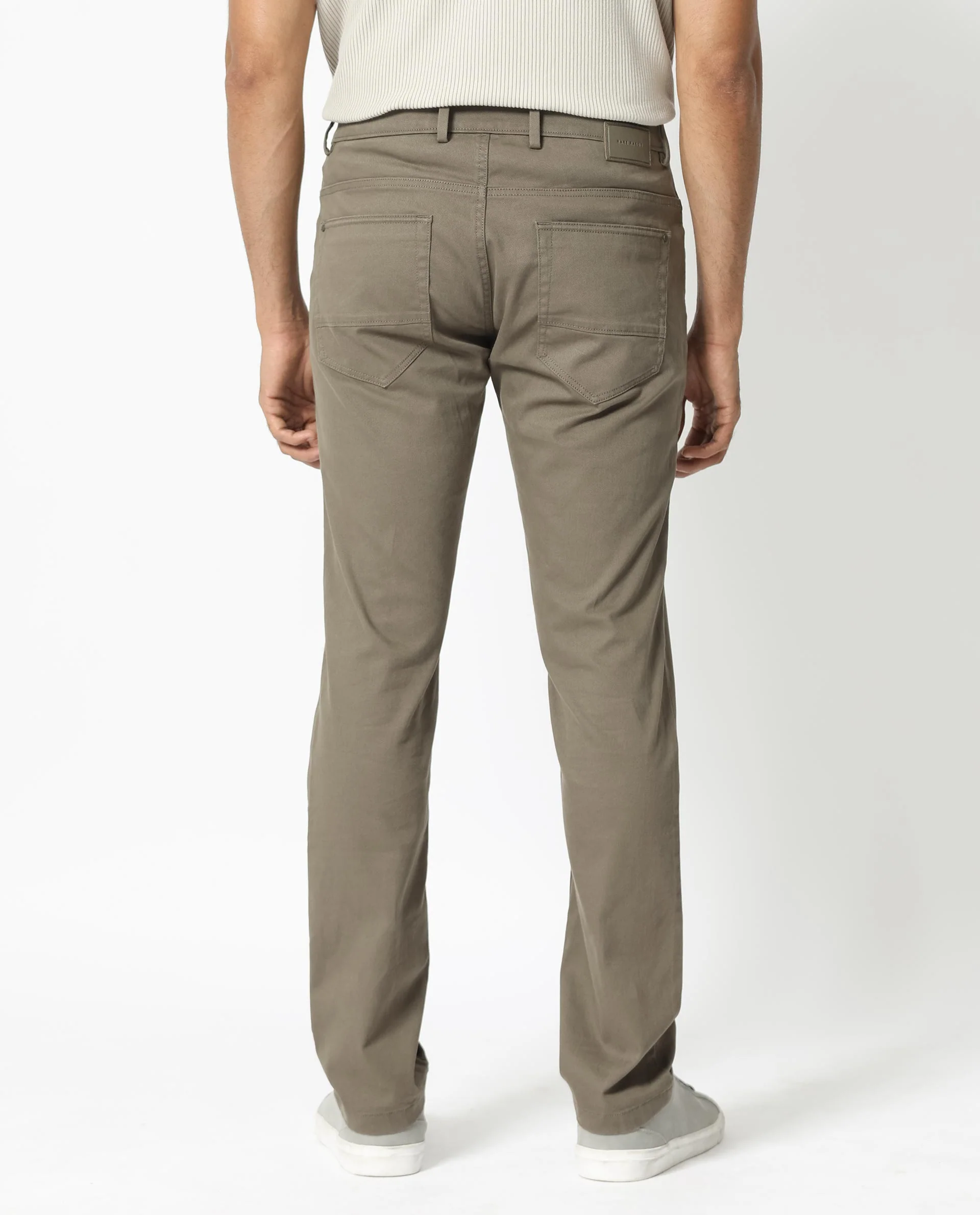 Rare Rabbit Men's Poke-2 Light Olive Cotton Plain Regular Fit Trouser - Image 7