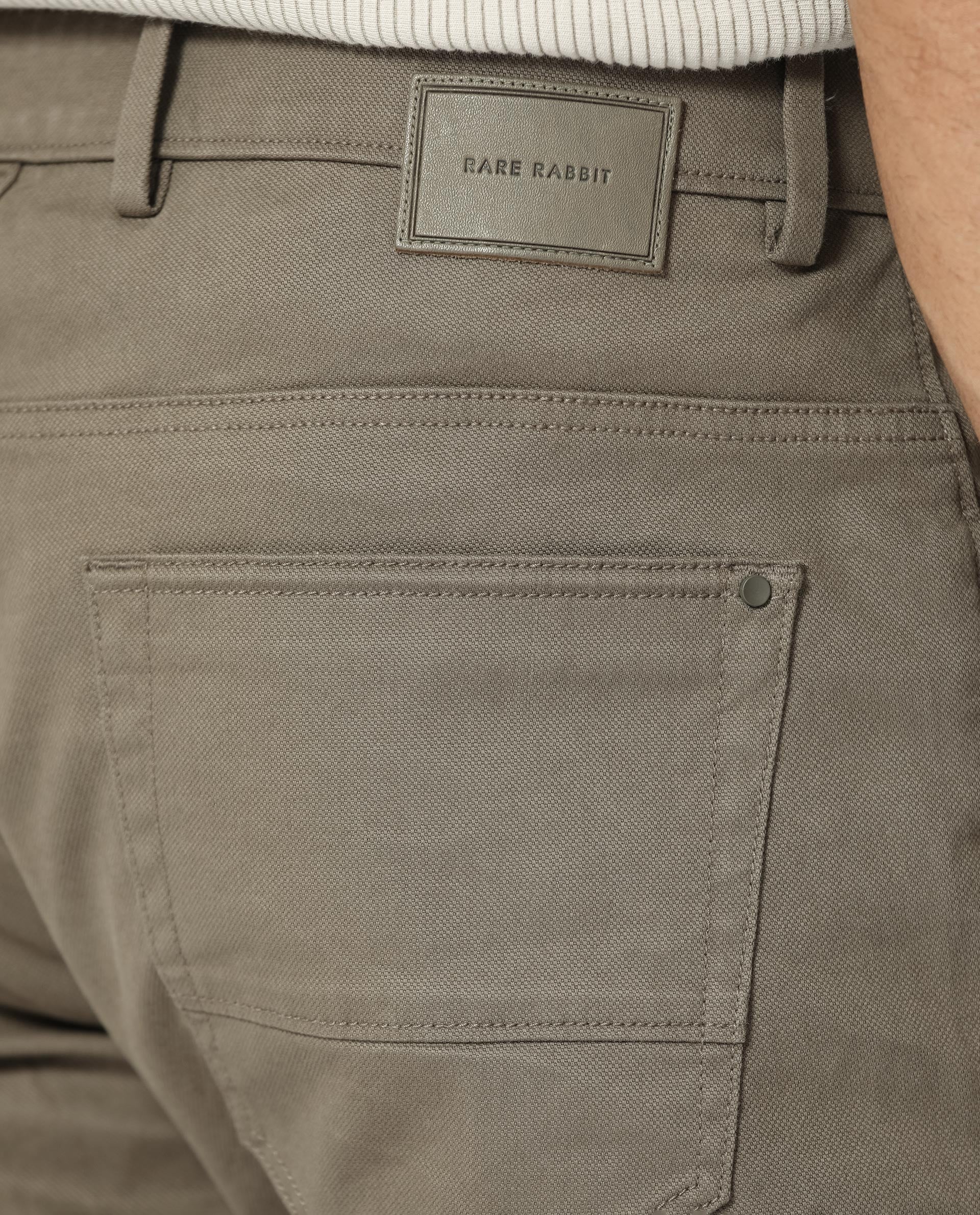 Rare Rabbit Men's Poke-2 Light Olive Cotton Plain Regular Fit Trouser - Image 9