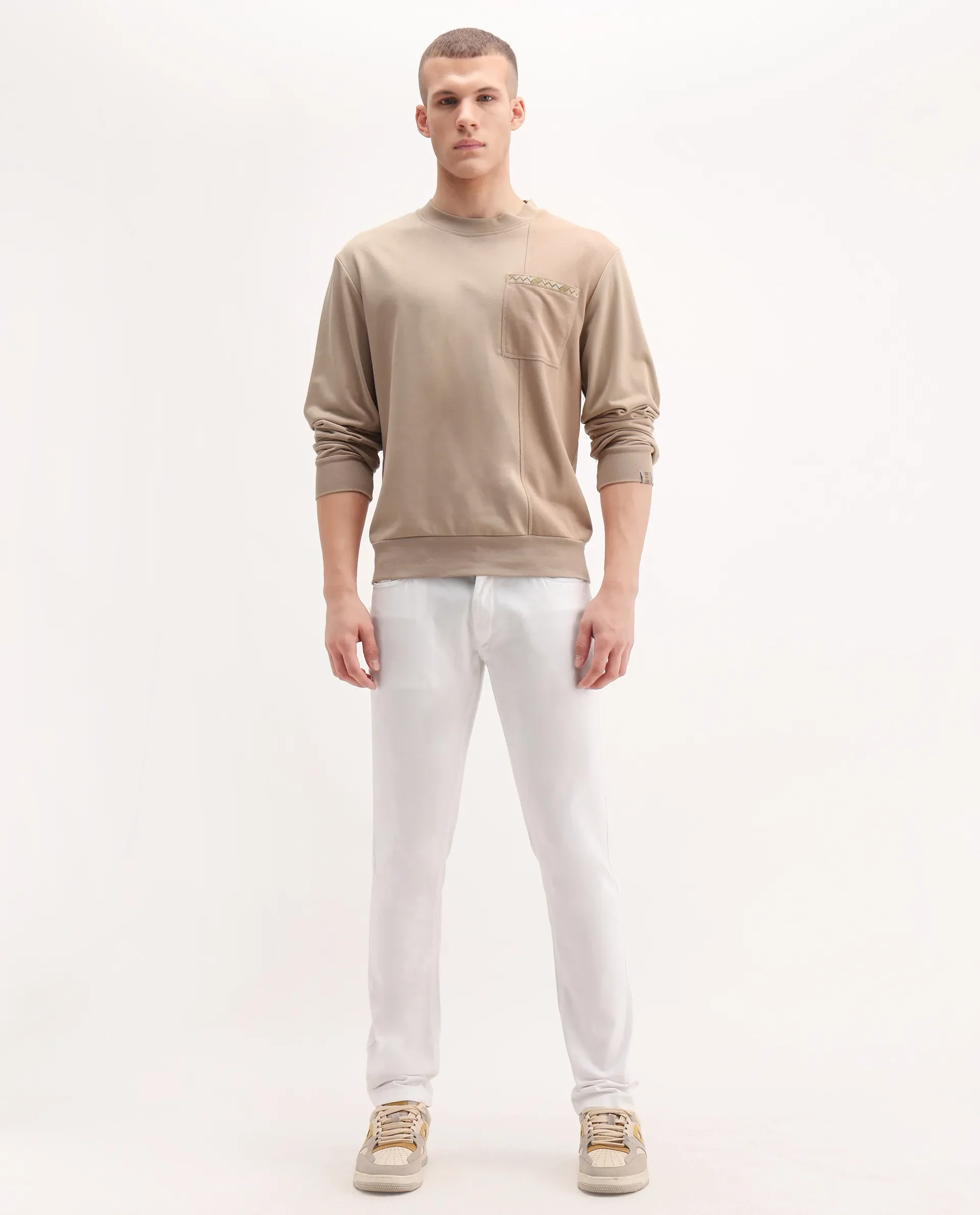 Rare Rabbit Men's Poke-2 White Cotton Plain Regular Fit Trouser - Image 4