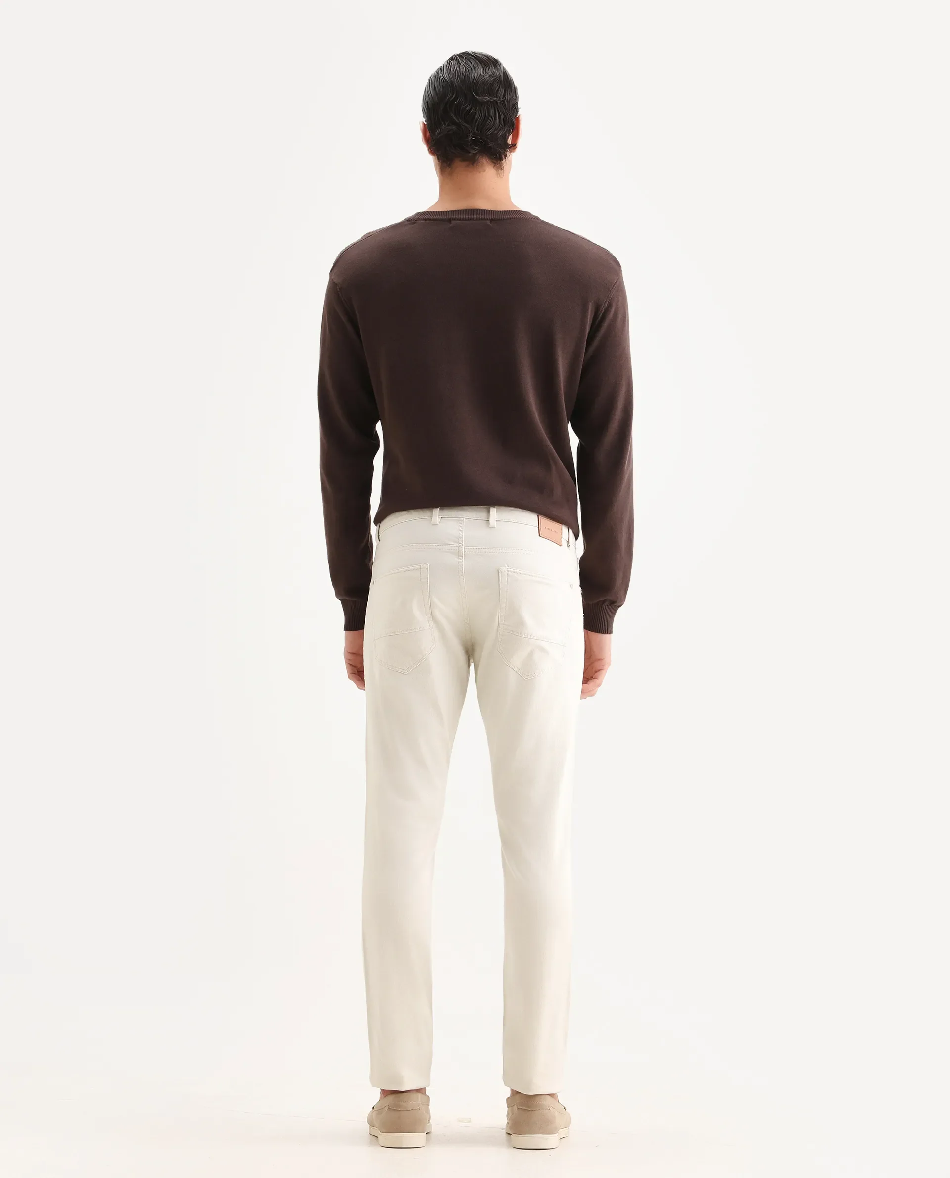 Rare Rabbit Men's Poke Beige Cotton Plain Regular Fit Trouser - Image 7